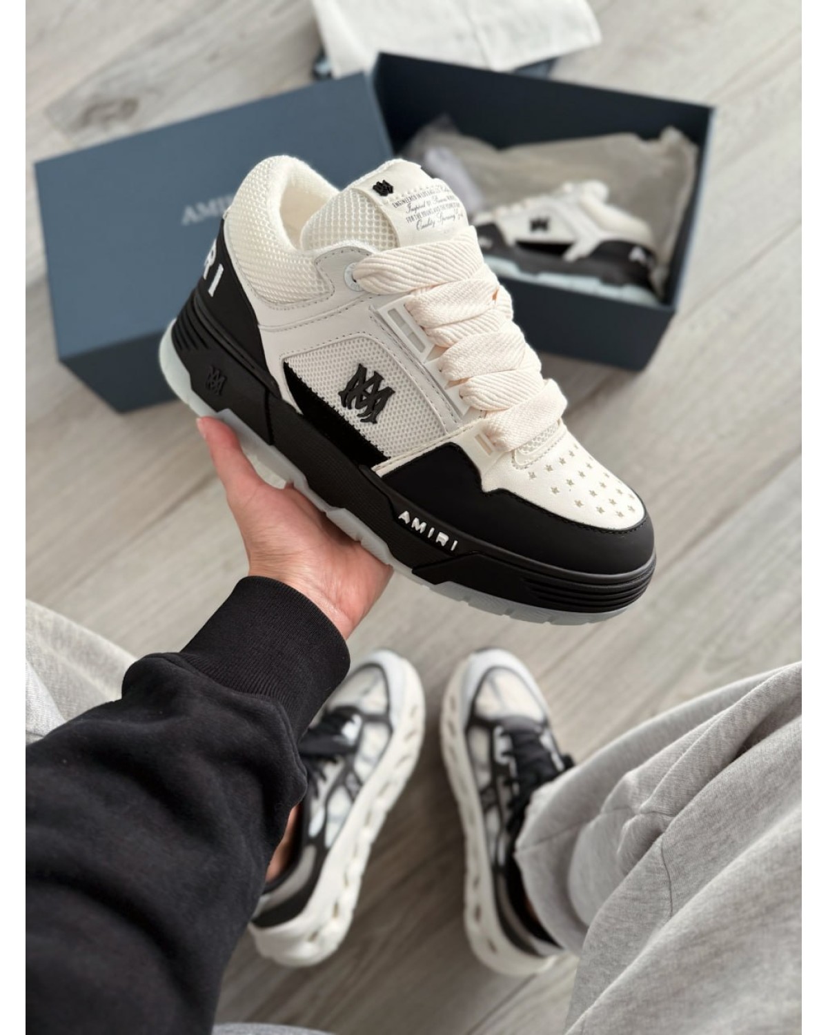 Amiri MA-1 Sneakers inLeather Mesh - Black