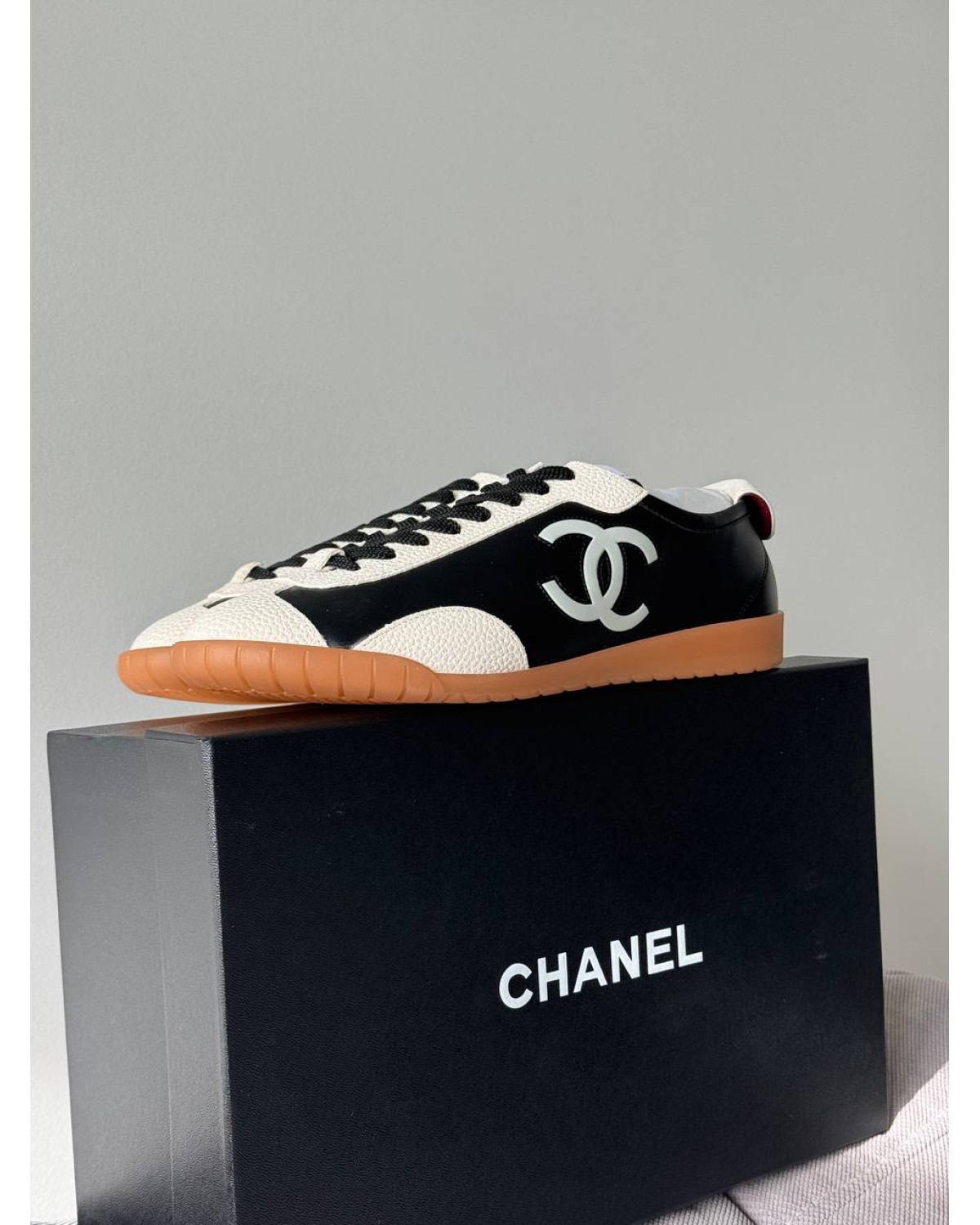 Chanel Bowling Sneakers White Beige Black