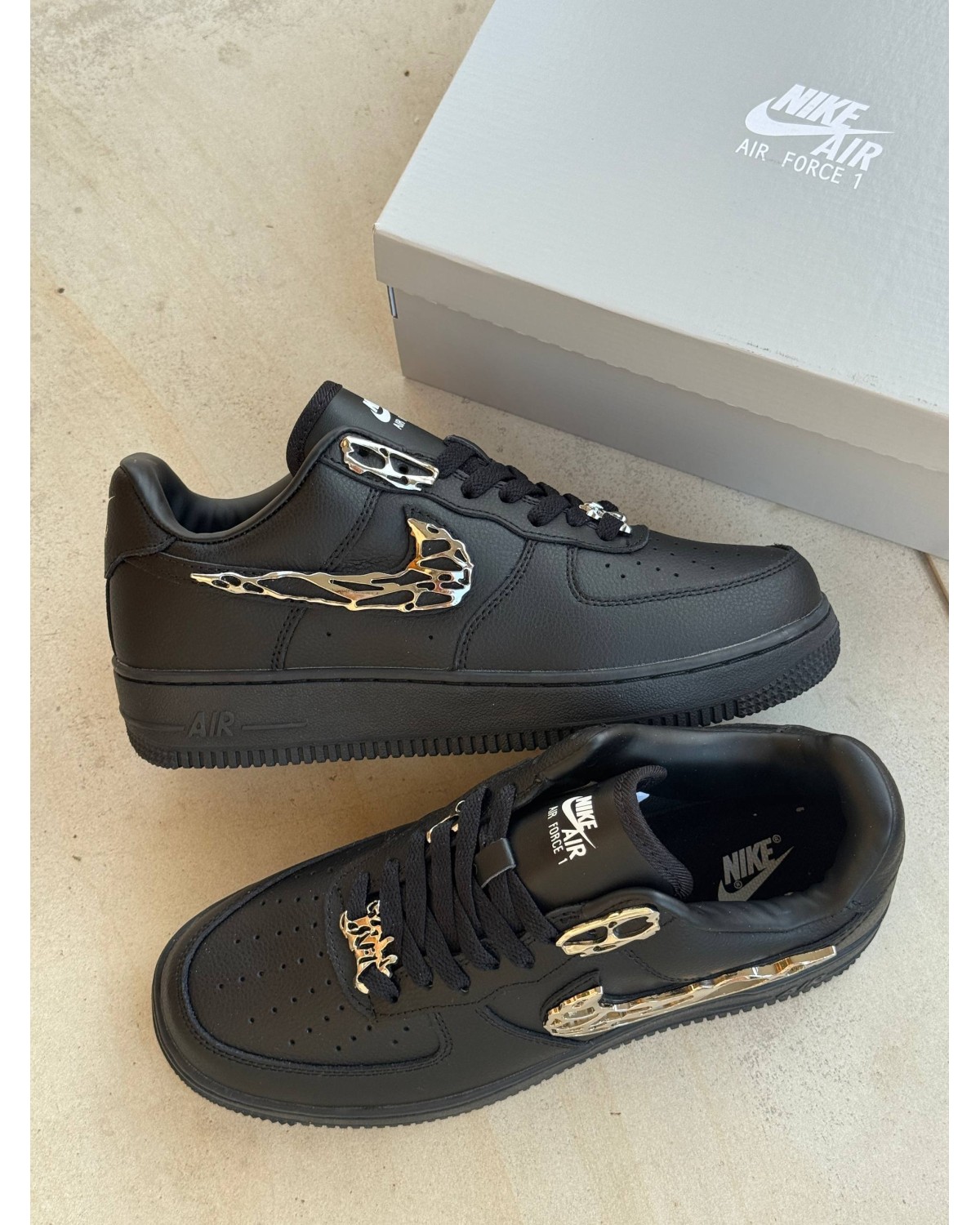 Nike Air Force 1 Low Black "Molten Metal Swoosh"