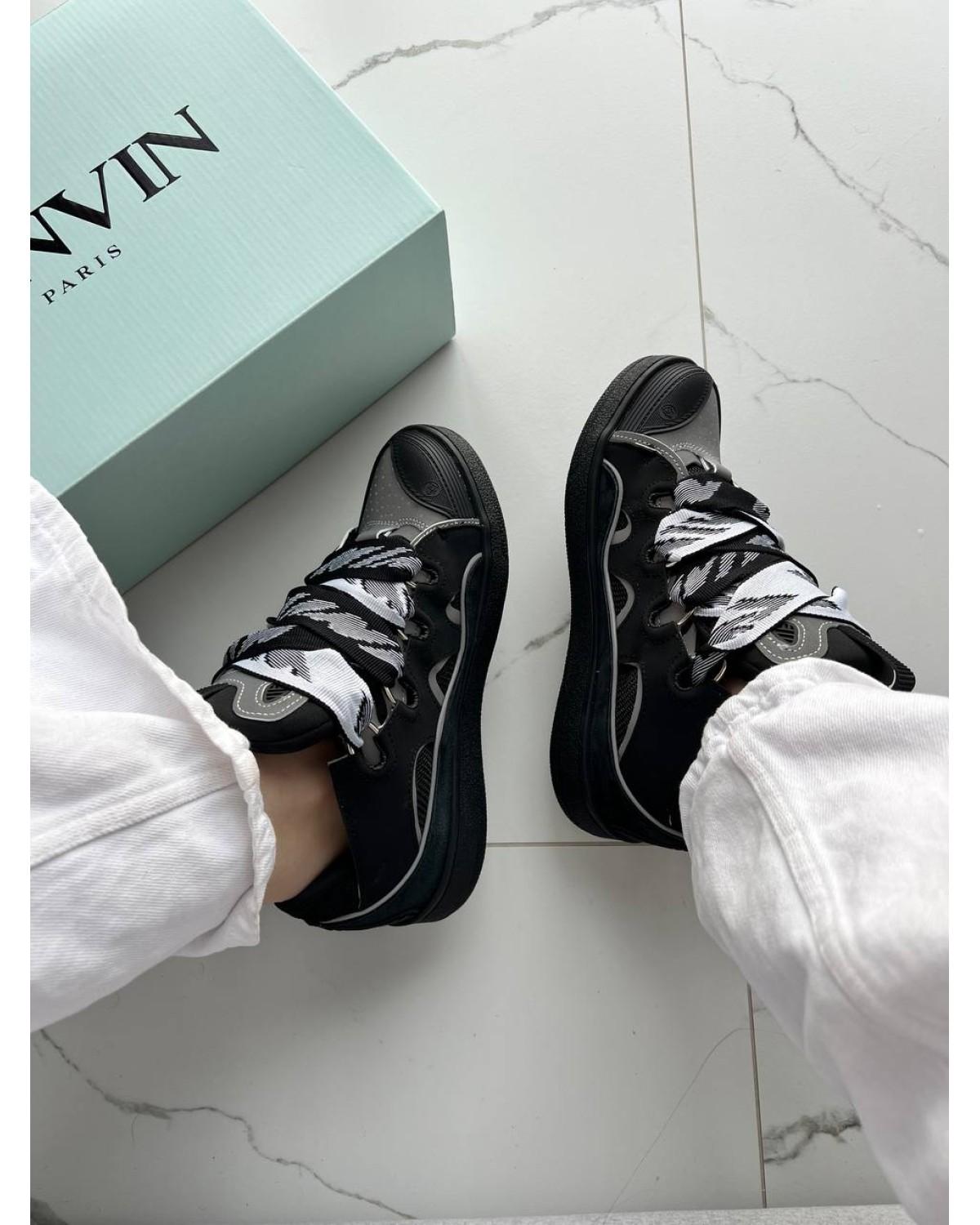 Lanvin Curb Sneakers Black Grey Reflective
