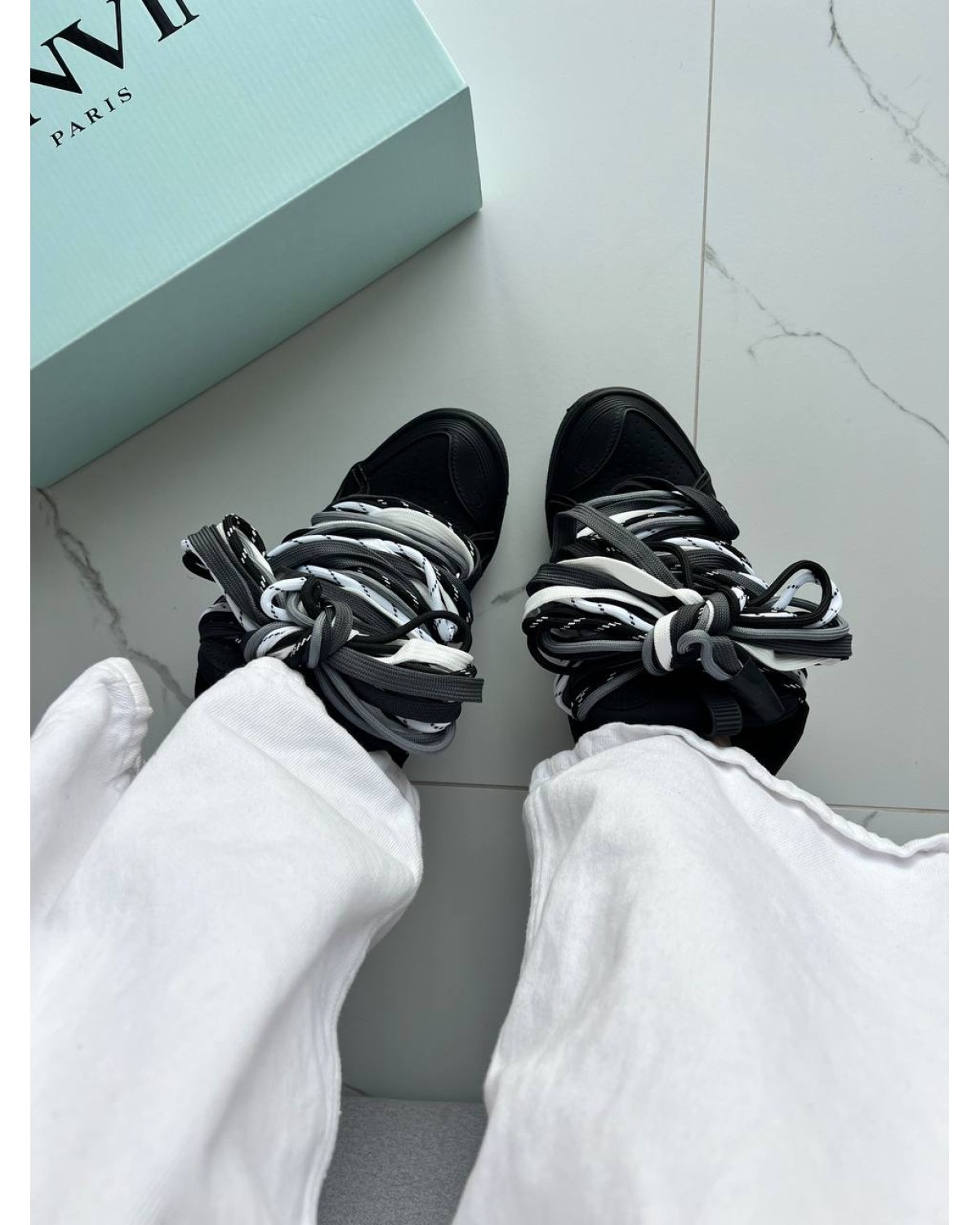 Lanvin Curb Sneakers Black Rope Laces Mix