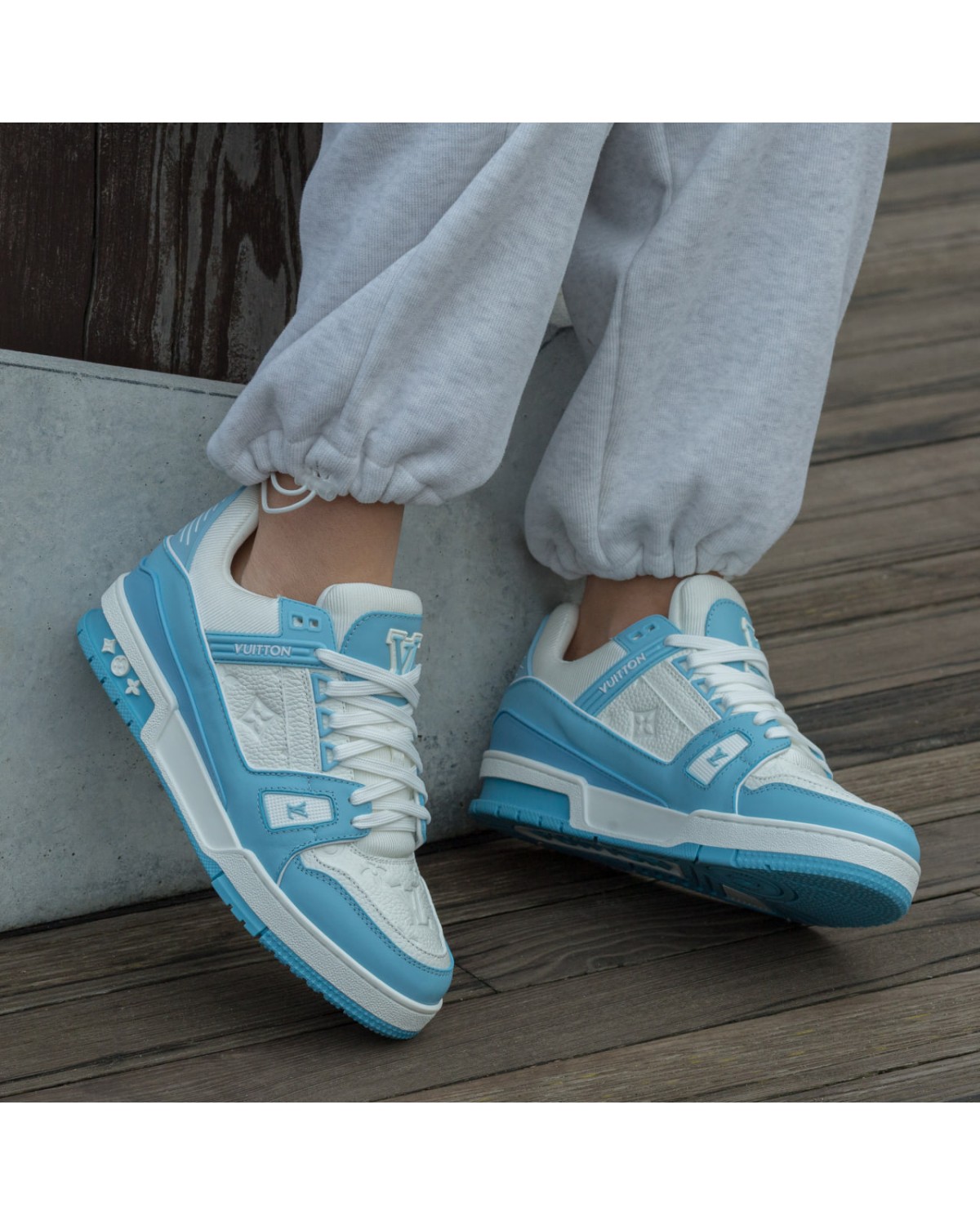 Louis Vuitton LV Trainer Sneakers White Blue