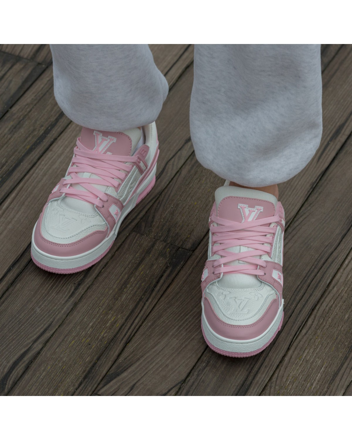 Louis Vuitton LV Trainer Sneakers White Pink