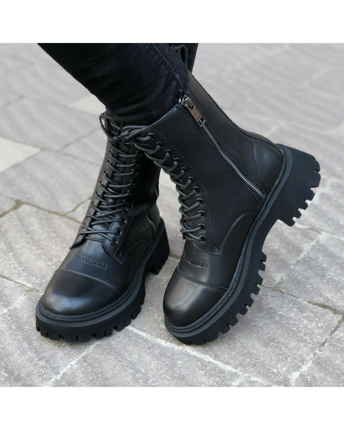 Balenciaga Black Tractor Side-zip Boots