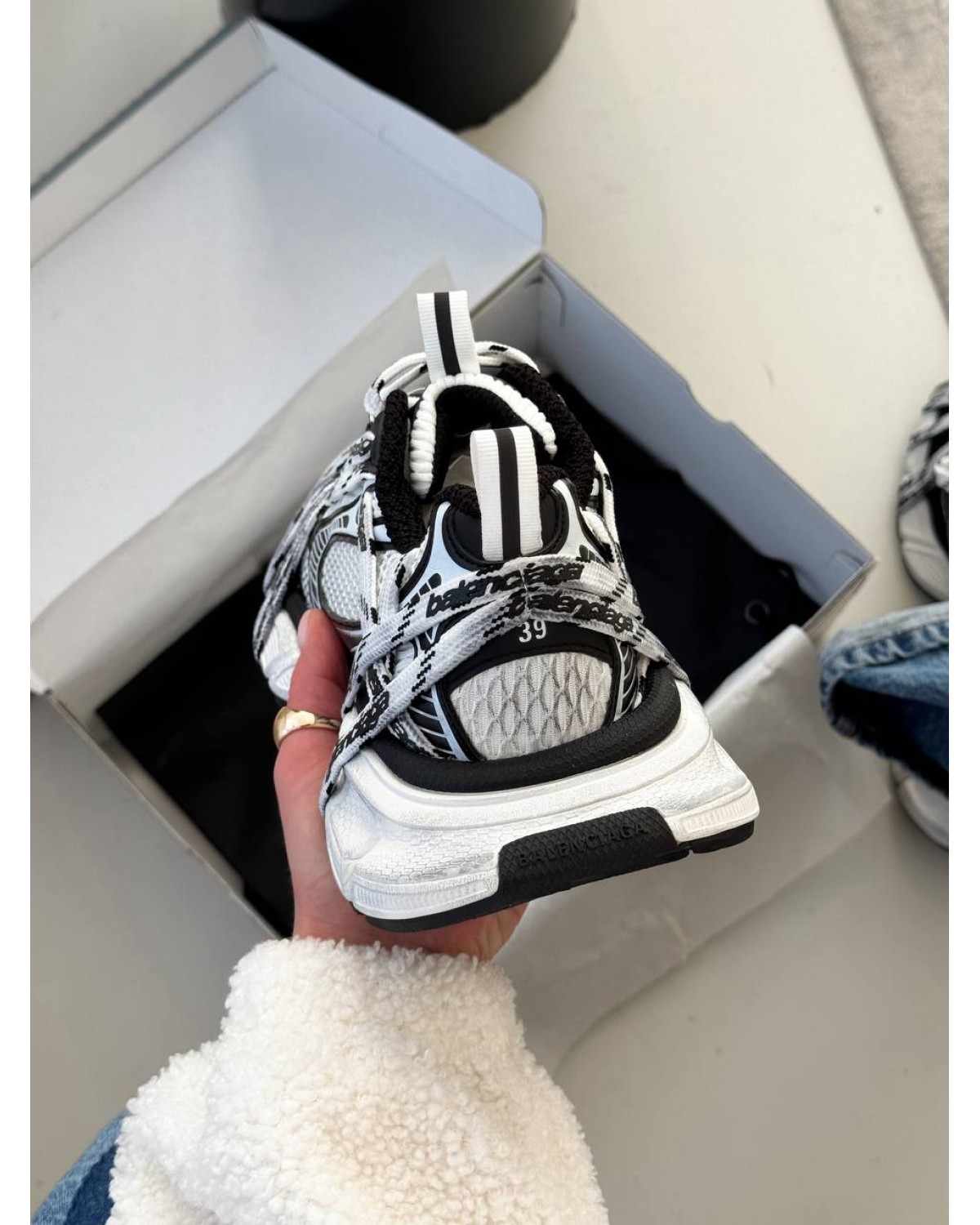 Balenciaga 3xl Extreme Laces  Black/White Logo