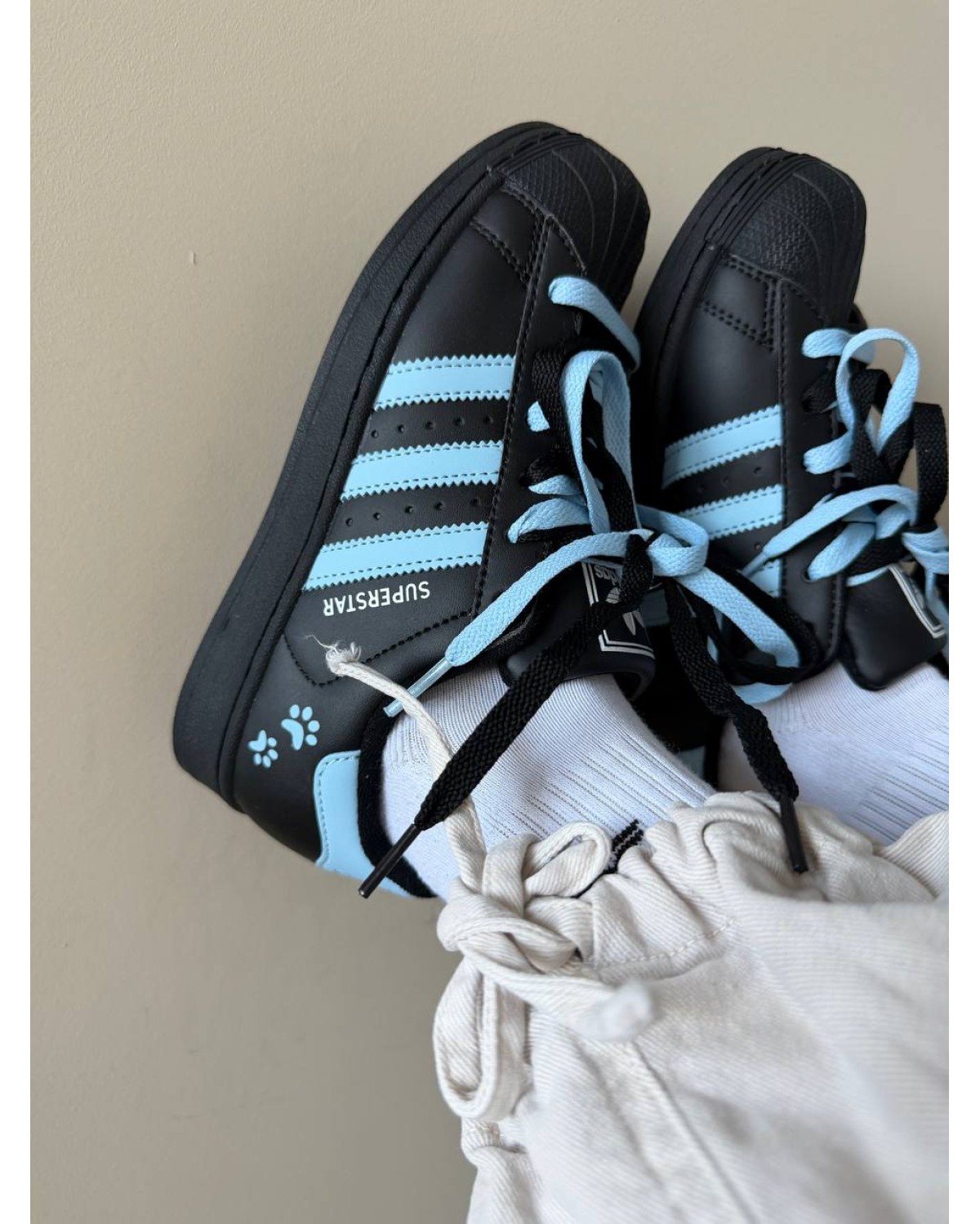 Adidas Superstar  Black/Blue “Paws”