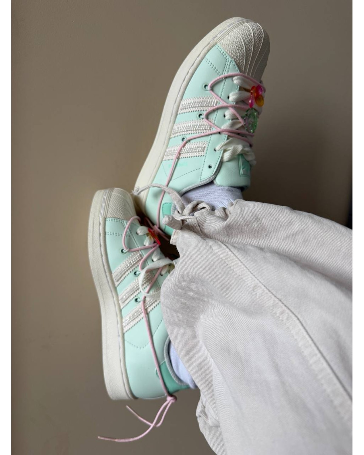 Adidas Superstar Lite Aqua White  Double Lace-Up Shoe