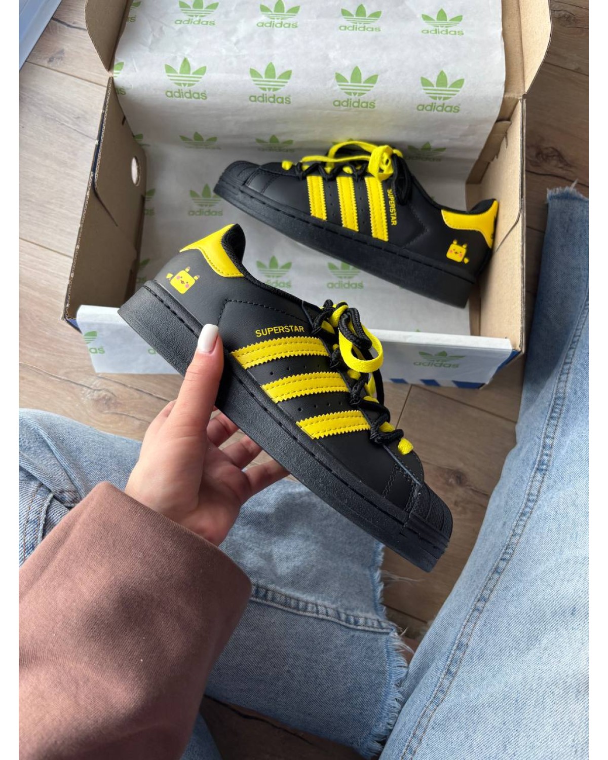 Adidas Superstar Pokemon Black Yellow Custom