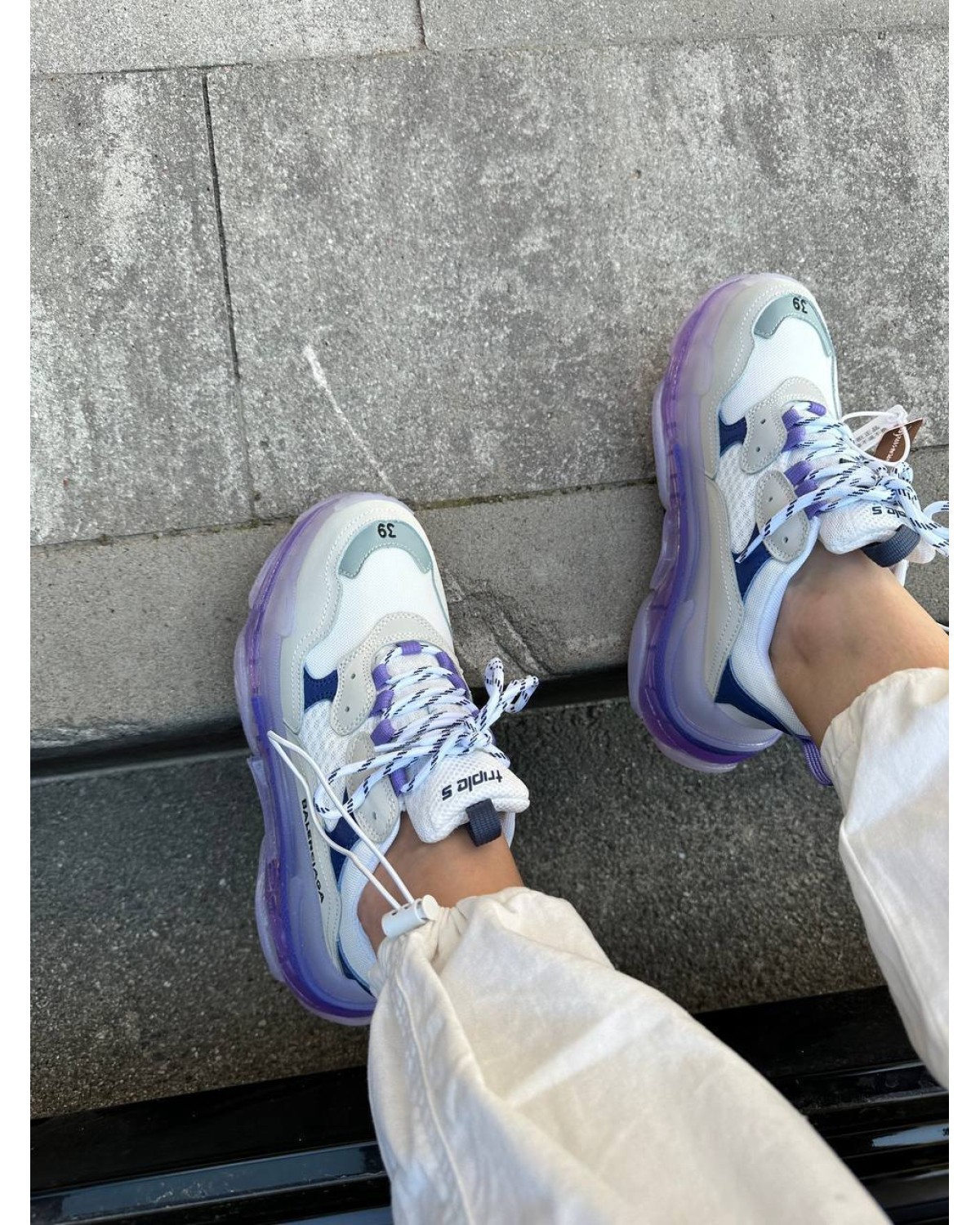 Balenciaga Triple S Clear Sole White Violet