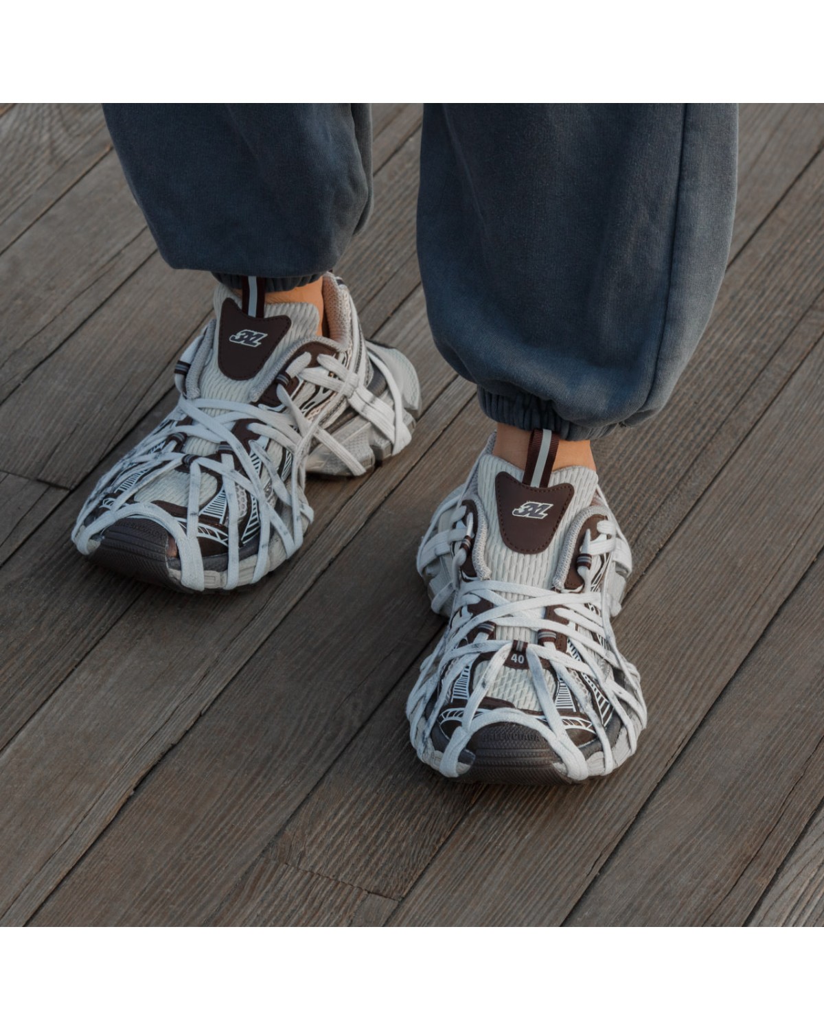 Balenciaga 3XL Elemente Lace Brown Grey Beige