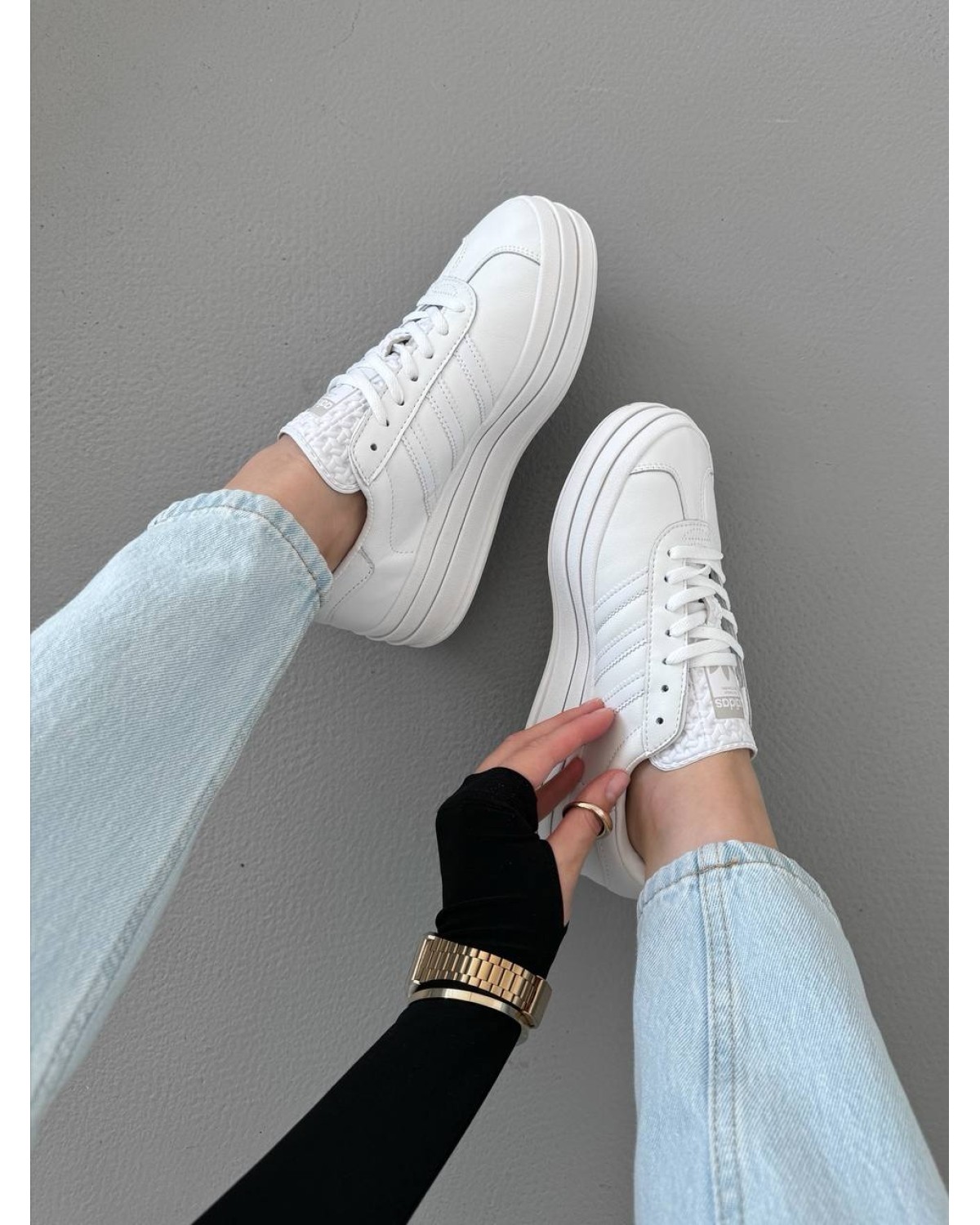 Adidas Gazelle white platform