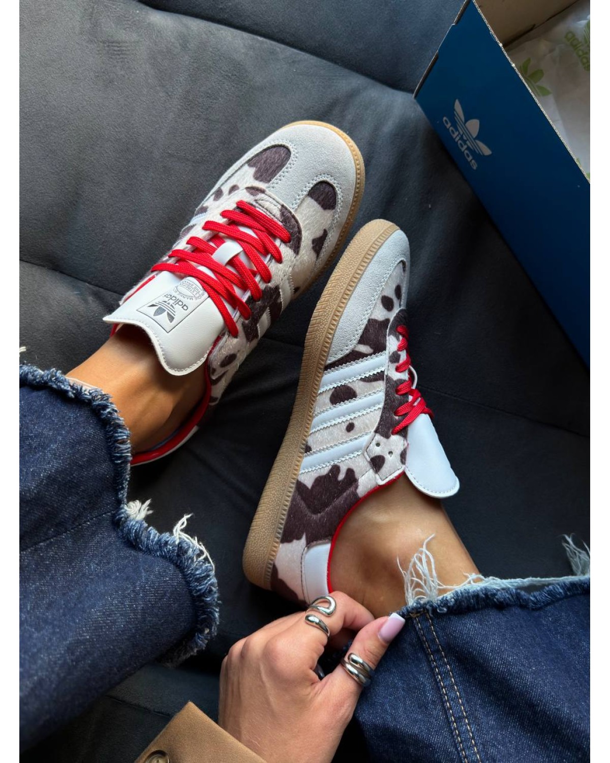 Adidas Samba OG Cow Print Beige Black Red Adidas Samba OG Cow Print Beige Black Red