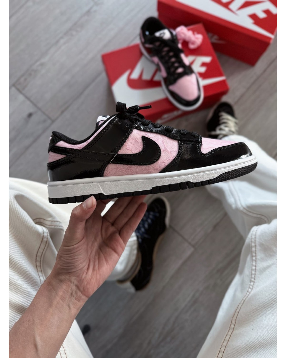 Nike Dunk Low Wmns Lace Pack - Regal Pink Black Patent Foam