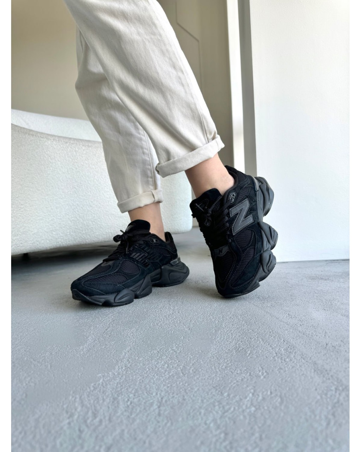 New Balance 9060 Triple Black Leather