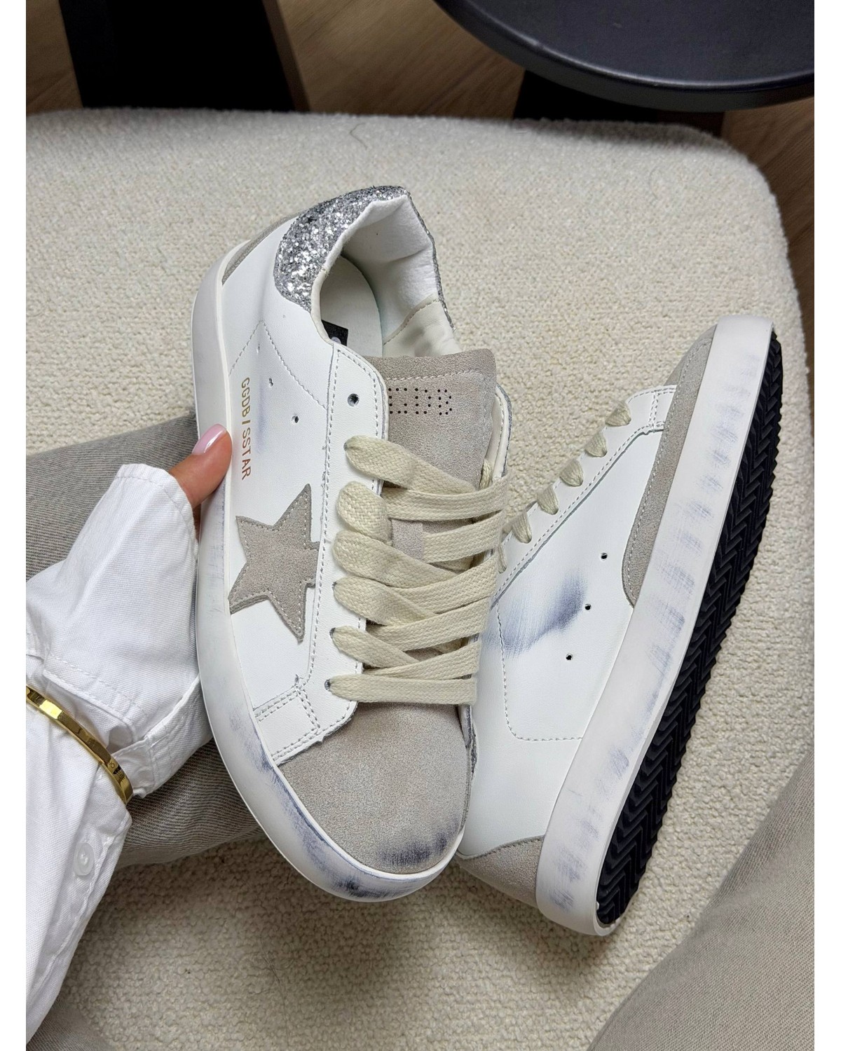 Golden Goose Superstar White Silver Beige Golden Goose Superstar White Silver Beige