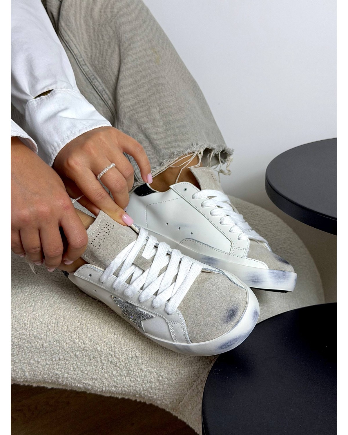 Golden Goose Superstar White Black Silver Golden Goose Superstar White Black Silver