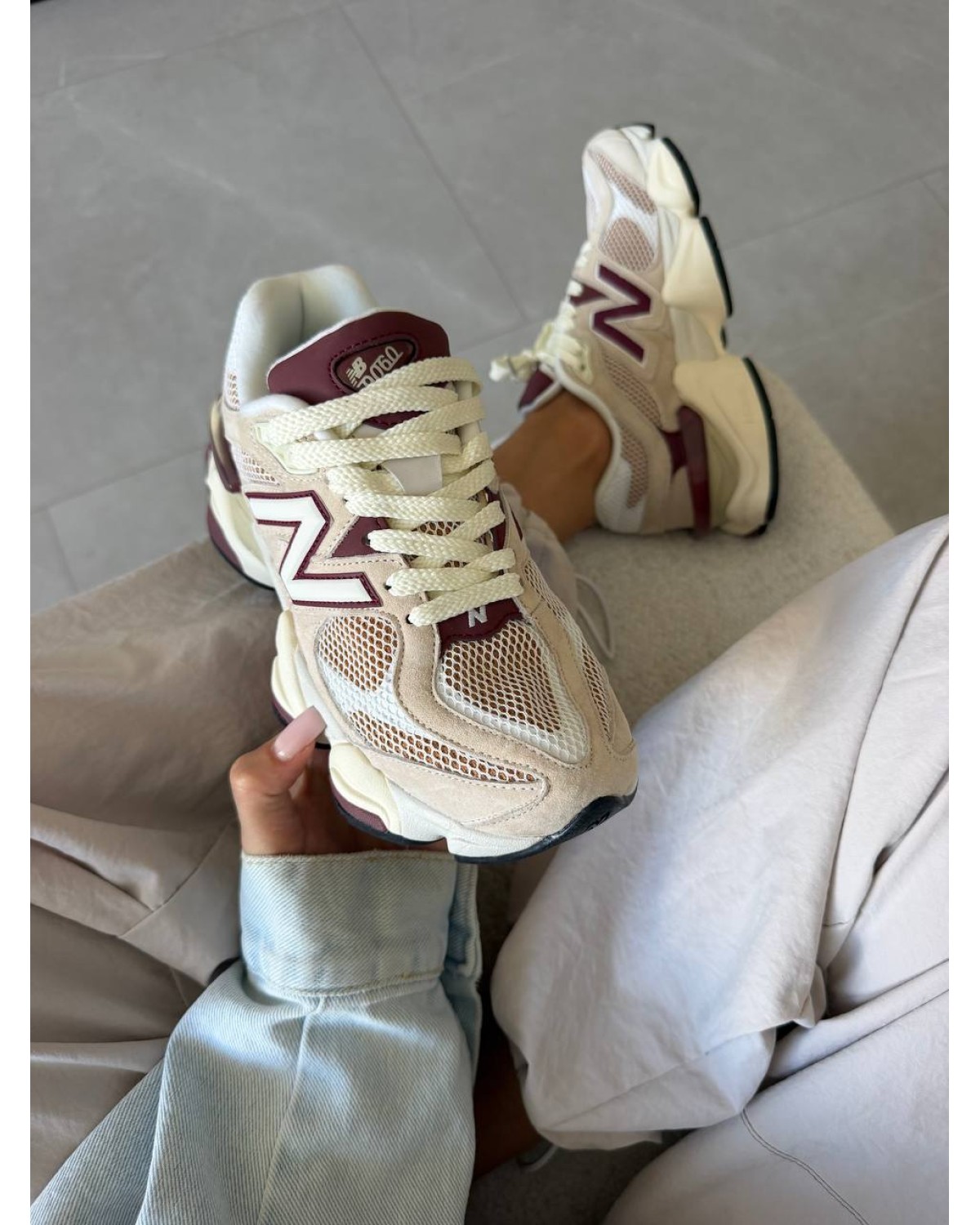 New Balance 9060 Linen Burgundy