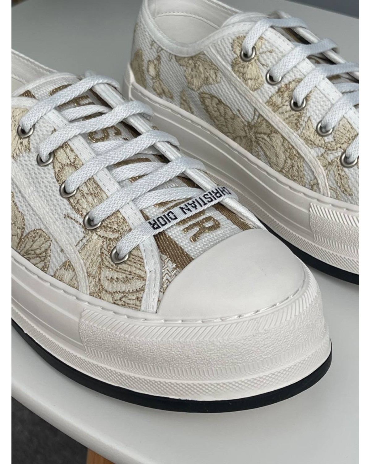 Dior B23 White Grey Platform Gold Batterfly