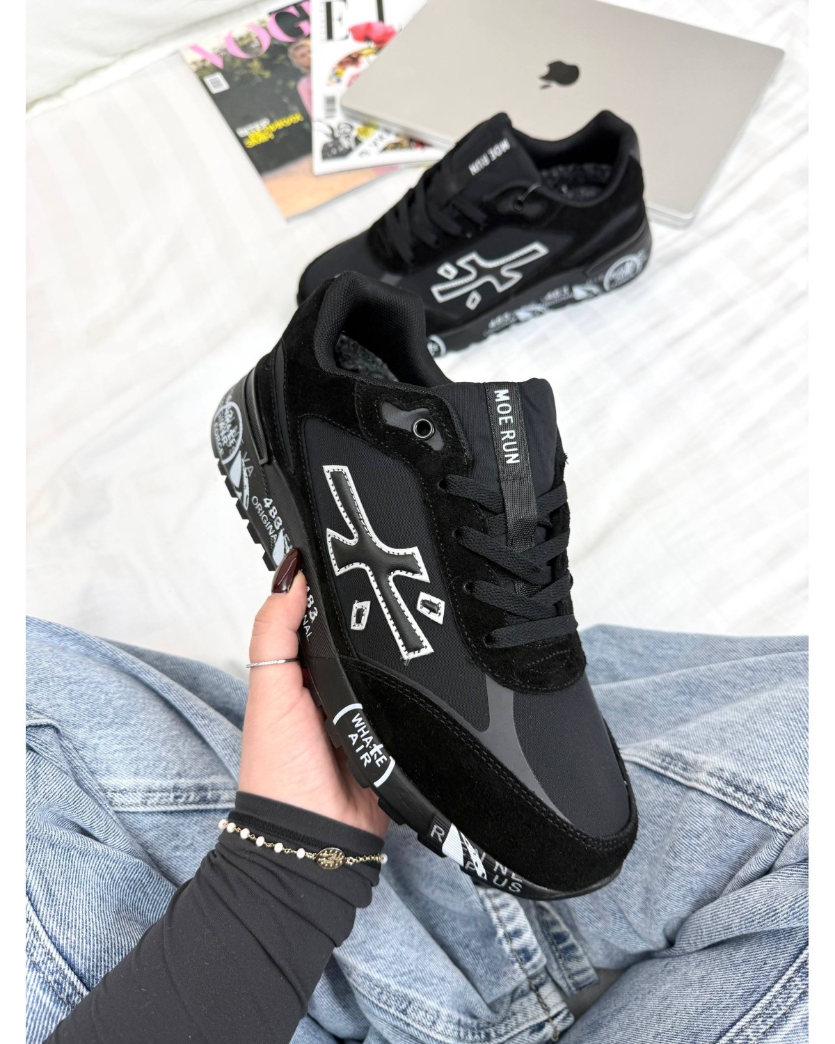 Premiata Black White Winter Fur