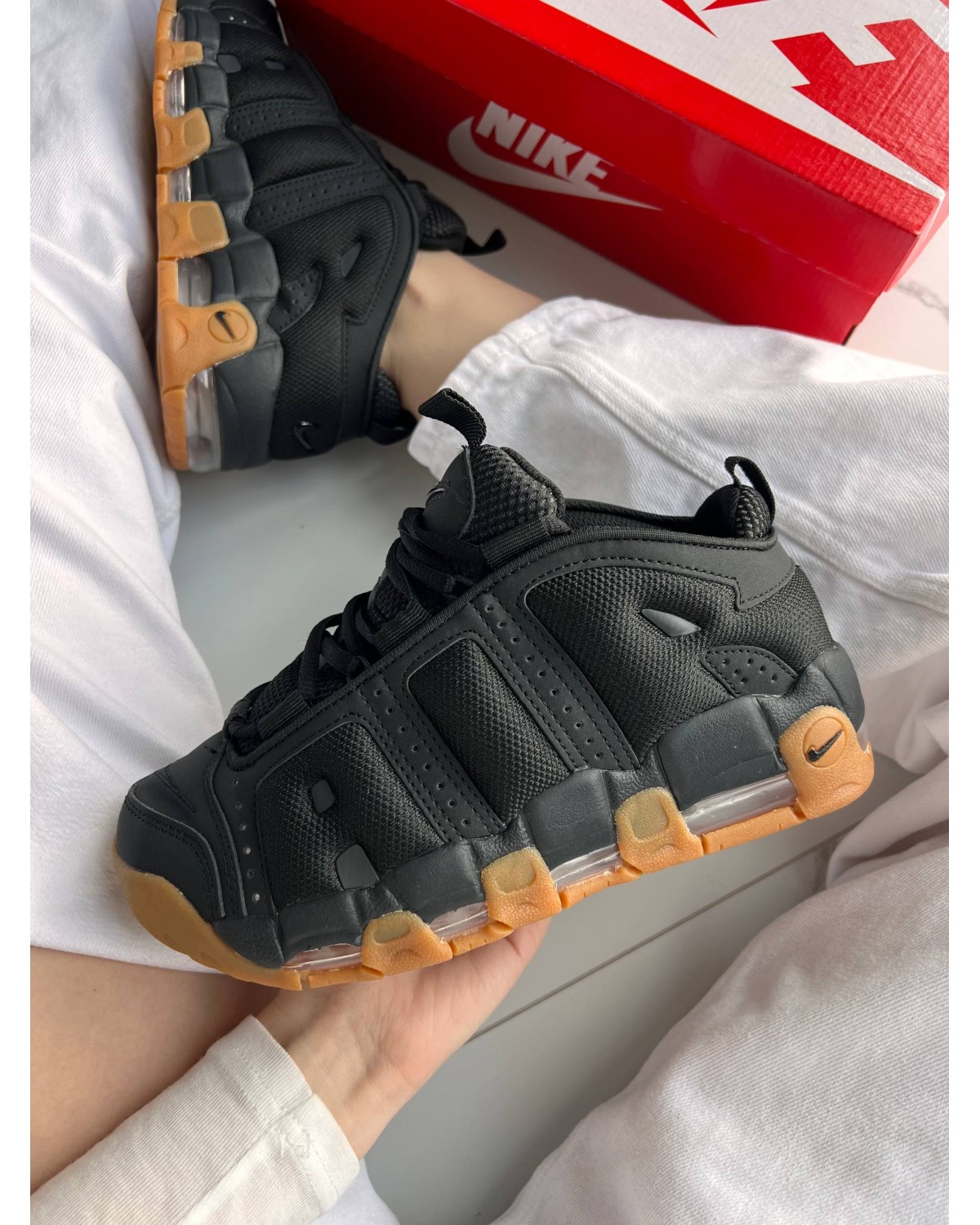 Nike Air More Uptempo Low Black Gum Nike Air More Uptempo Low Black Gum