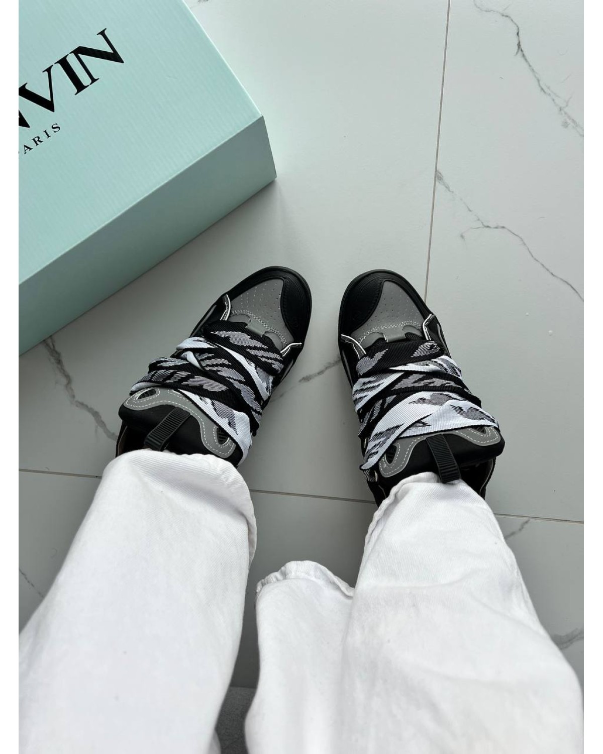 Lanvin Curb Sneakers Black Grey Reflective