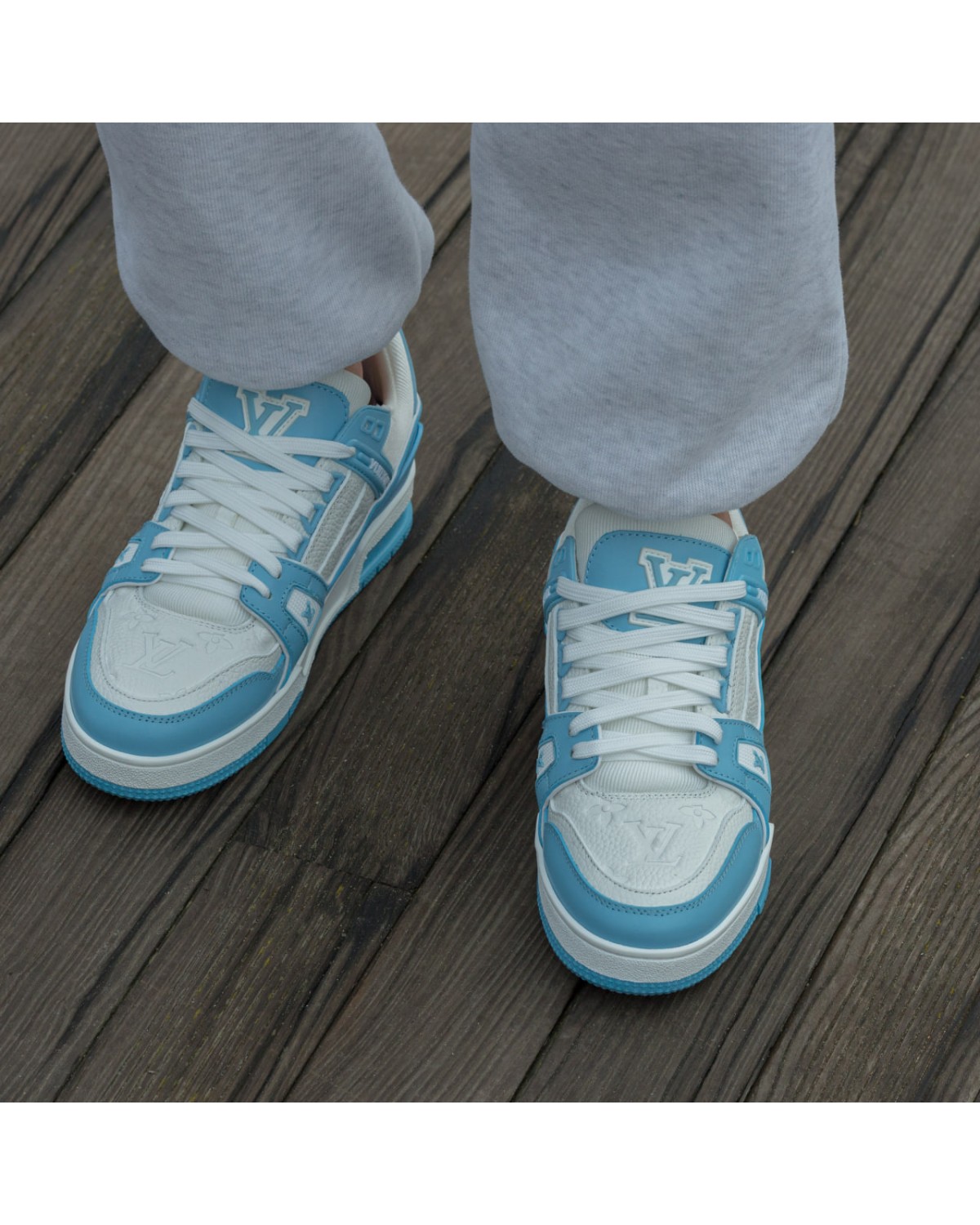 Louis Vuitton LV Trainer Sneakers White Blue