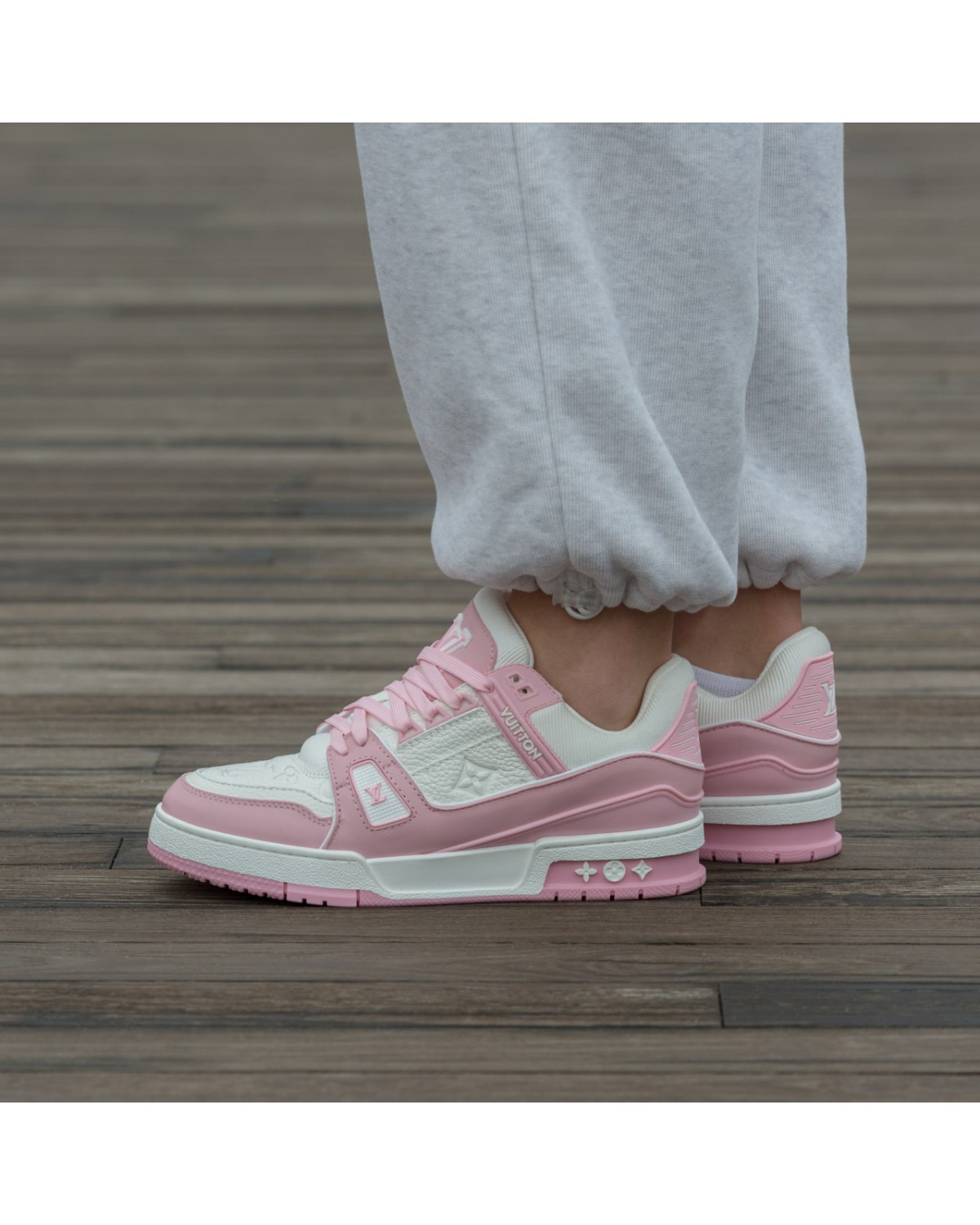 Louis Vuitton LV Trainer Sneakers White Pink