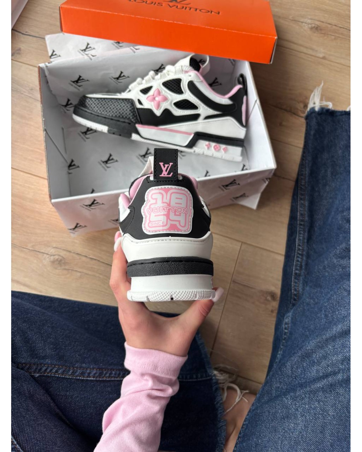 Louis Vuitton Skate Sneaker Black White Pink