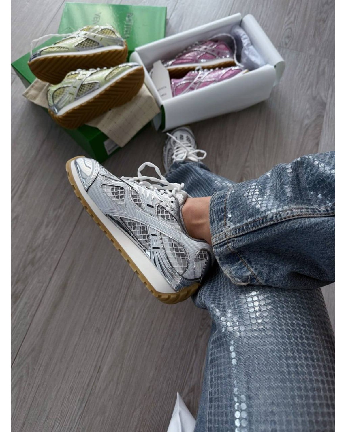 Bottega Veneta Orbit Silver White