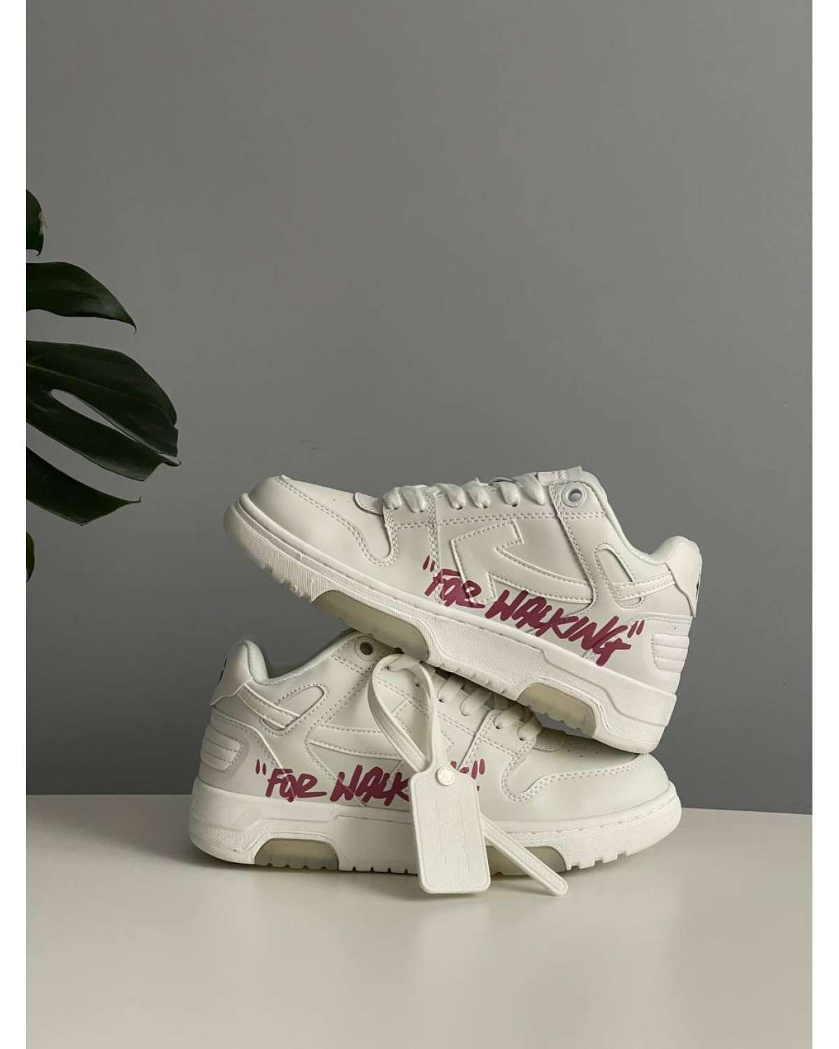 Off White For Walking White Pink Logo