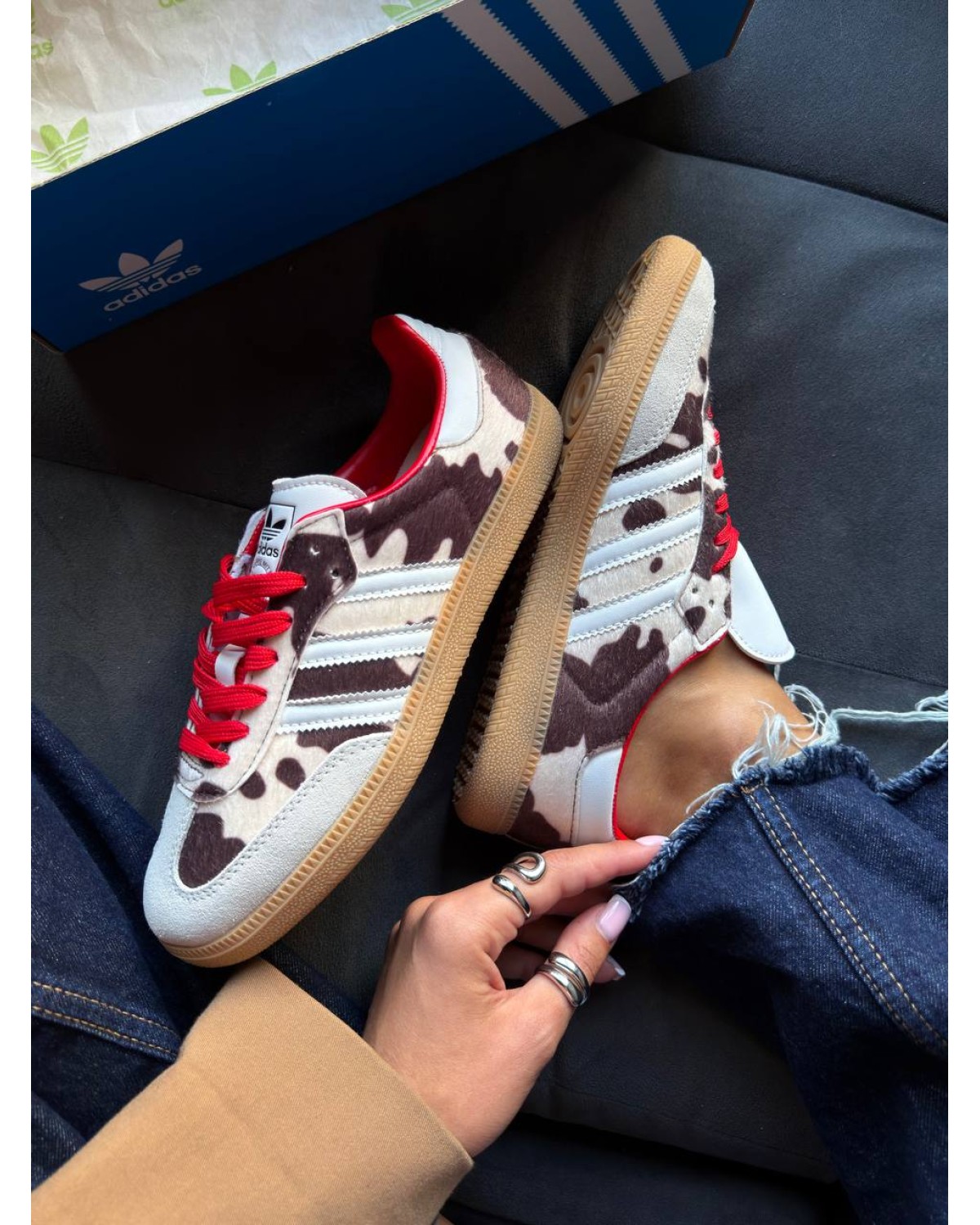 Adidas Samba OG Cow Print Beige Black Red Adidas Samba OG Cow Print Beige Black Red