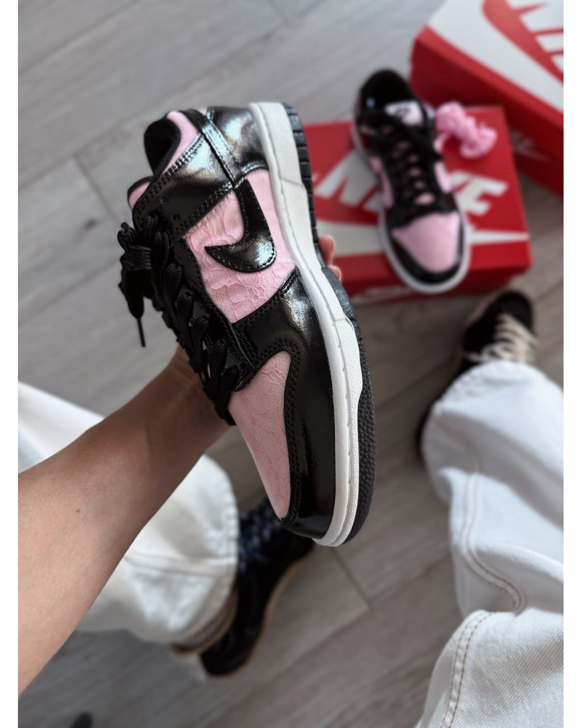 Nike Dunk Low Wmns Lace Pack - Regal Pink Black Patent Foam Nike Dunk Low Wmns Lace Pack - Regal Pink Black Patent Foam