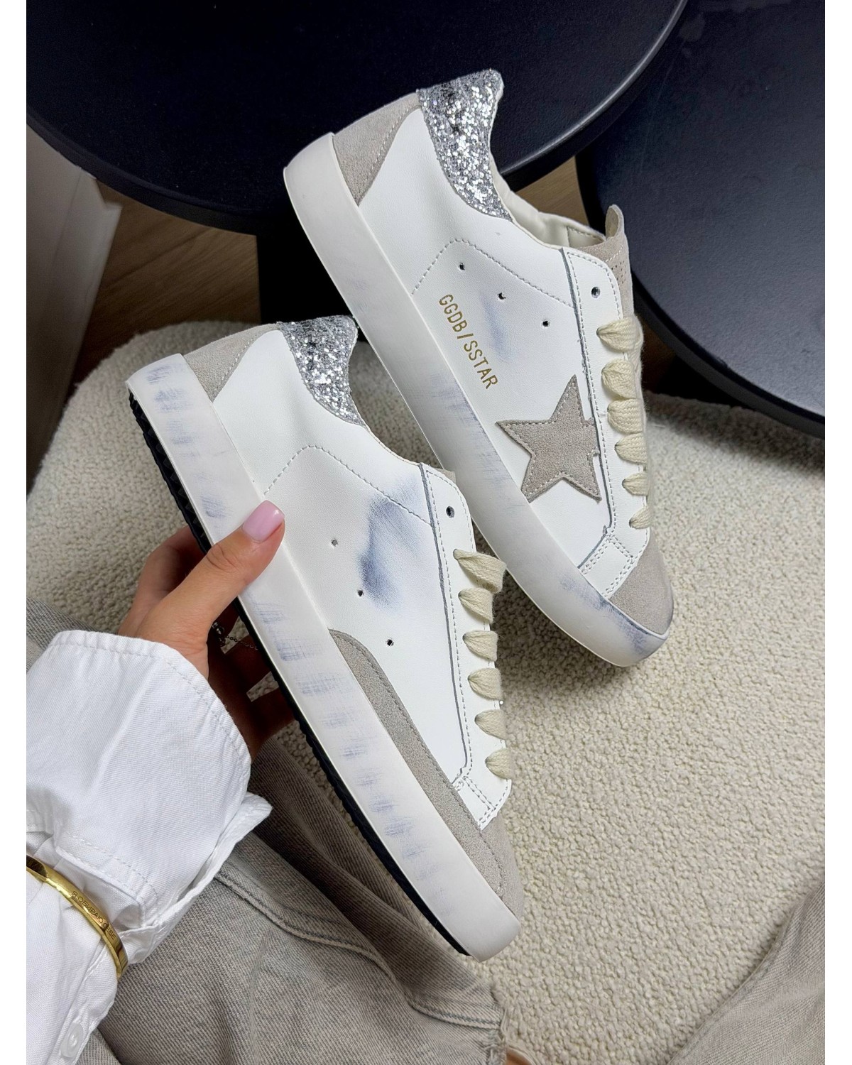 Golden Goose Superstar White Silver Beige Golden Goose Superstar White Silver Beige
