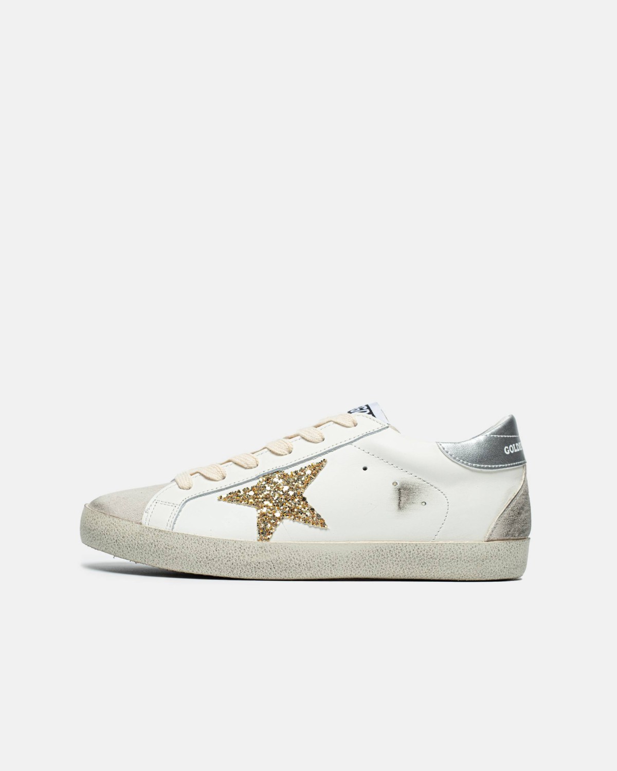 Golden Goose Super-Star Sneakers With Golden Glitter