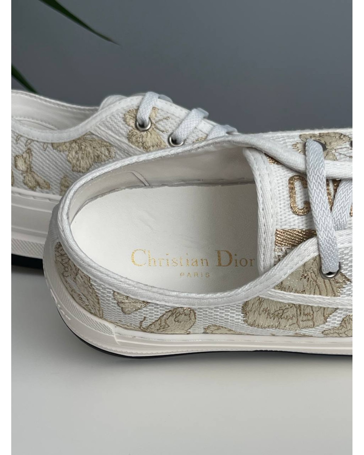 Dior B23 White Grey Platform Gold Batterfly