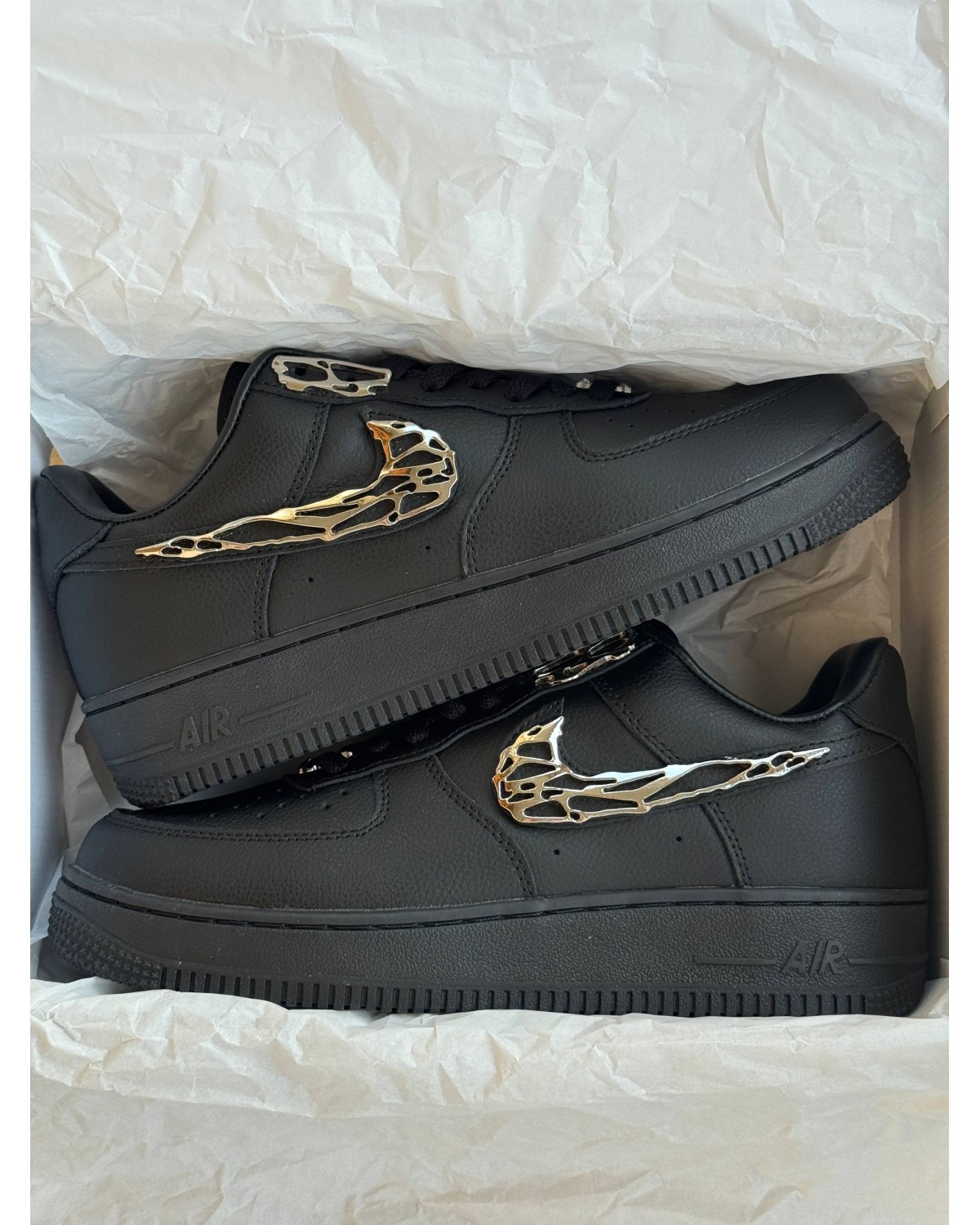 Nike Air Force 1 Low Black "Molten Metal Swoosh"