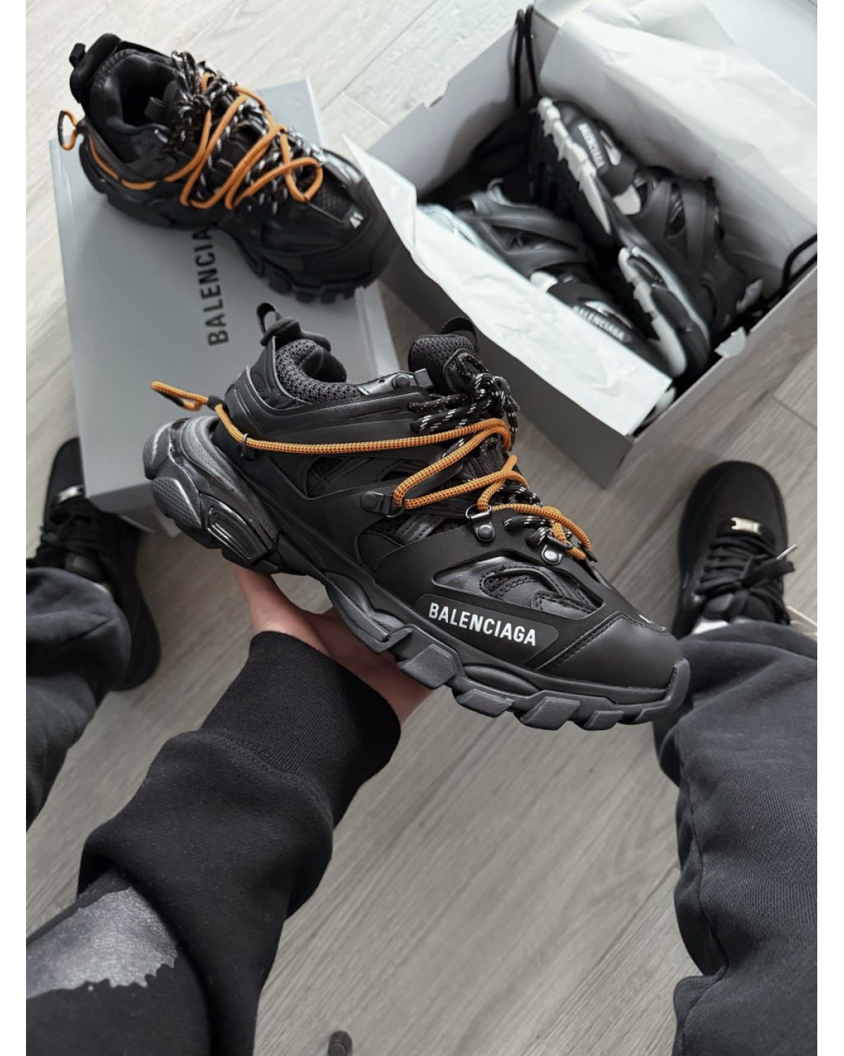 Balenciaga Track Trail Laces Black / Orange