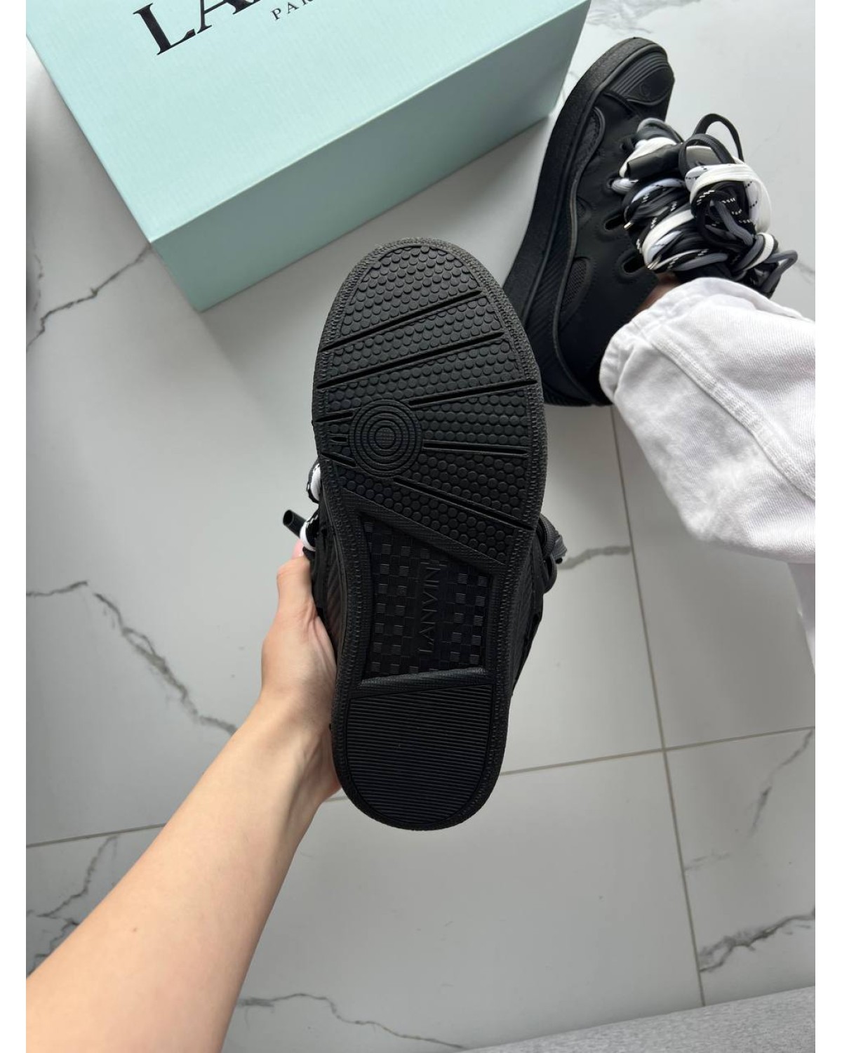 Lanvin Curb Sneakers Black Rope Laces Mix