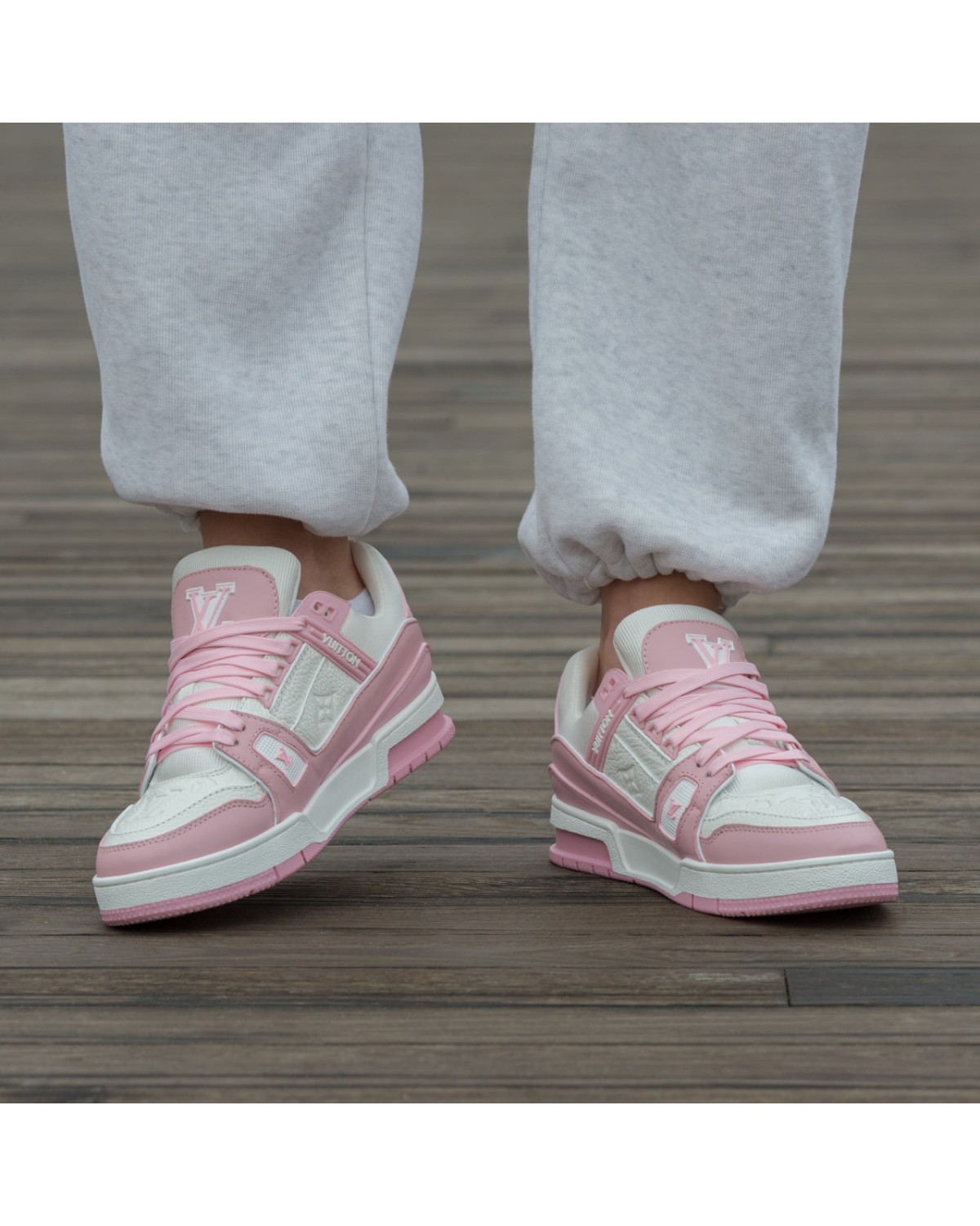 Louis Vuitton LV Trainer Sneakers White Pink