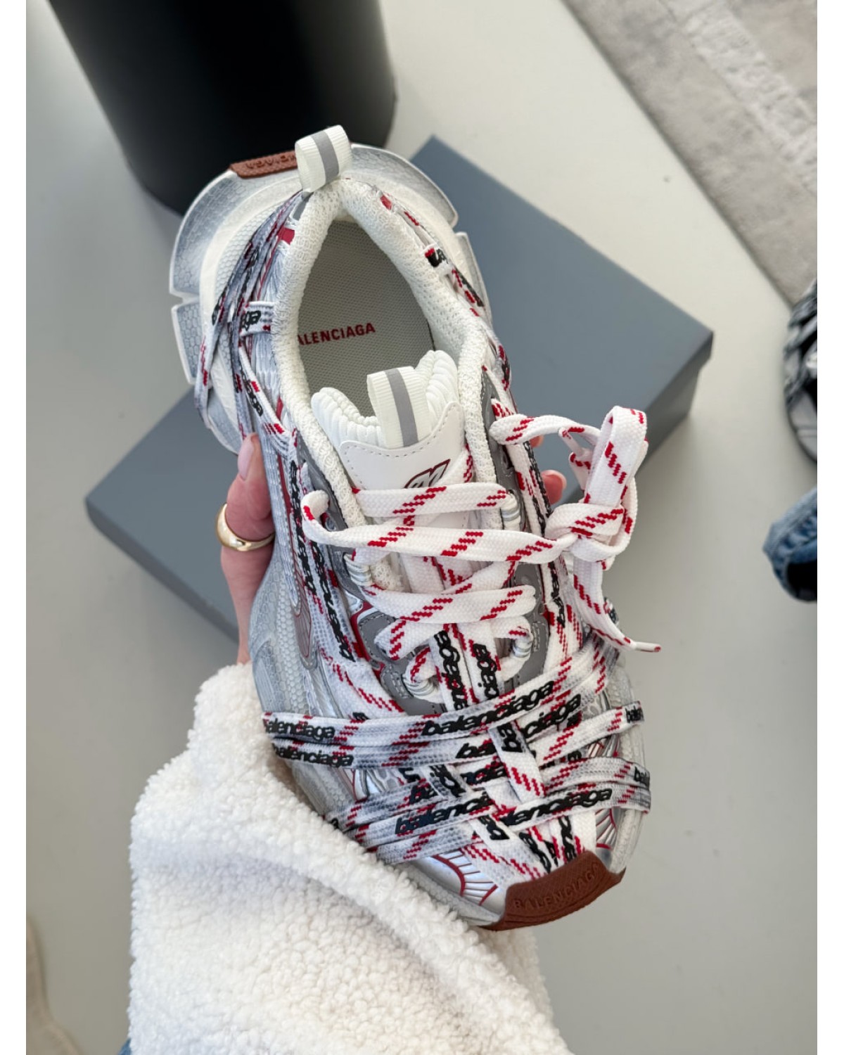 Balenciaga 3xl Extreme Laces Red/White Logo