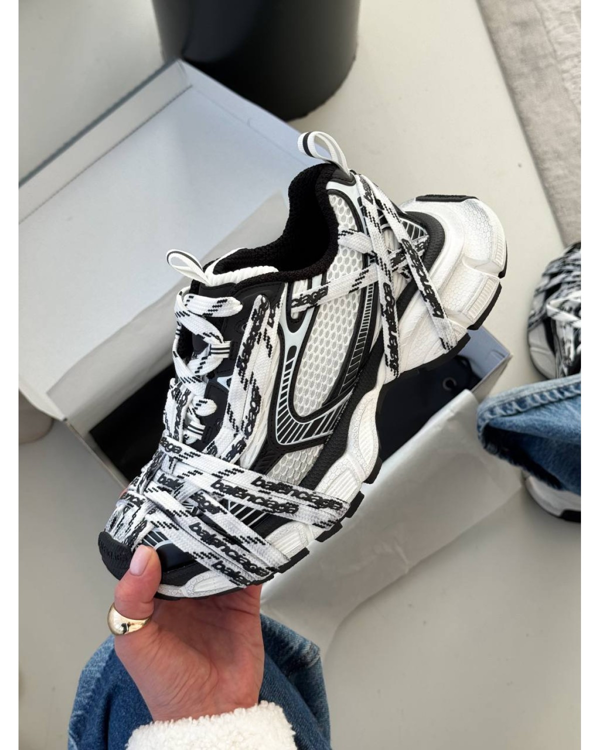 Balenciaga 3xl Extreme Laces  Black/White Logo