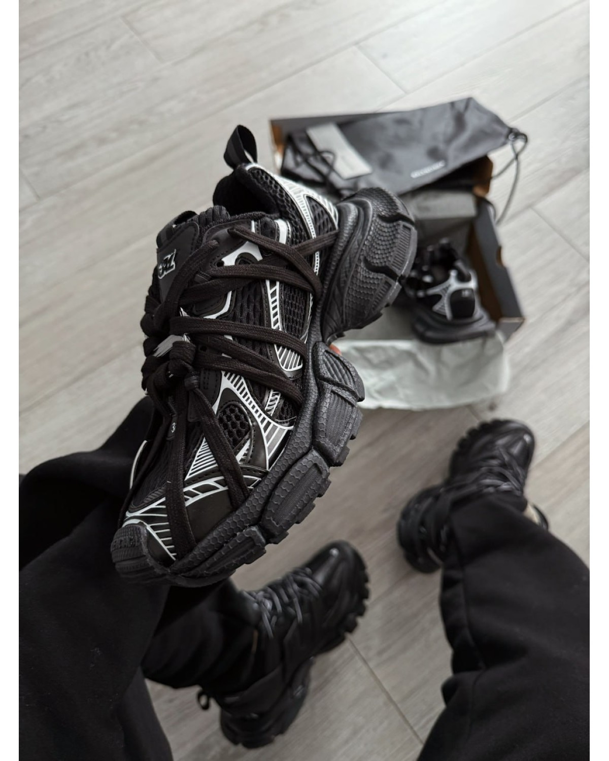 Balenciaga 3XL Extreme Laces Black Silver