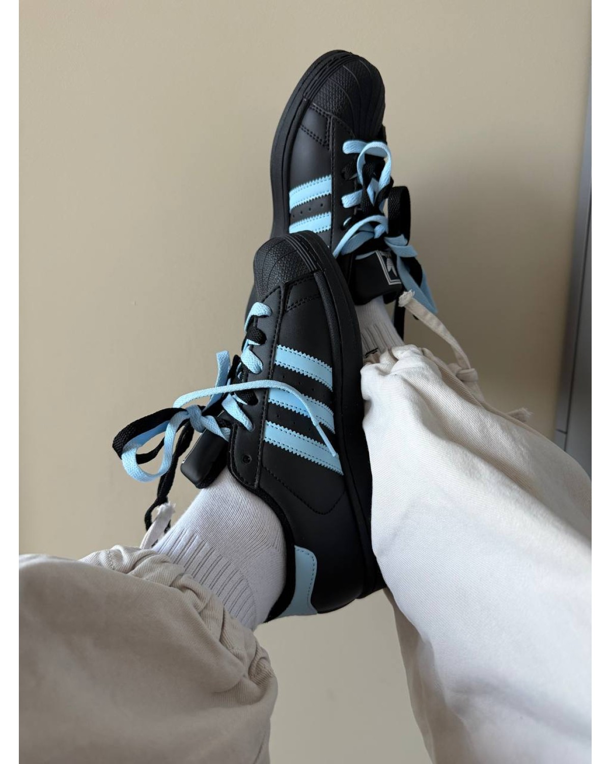 Adidas Superstar  Black/Blue “Paws”