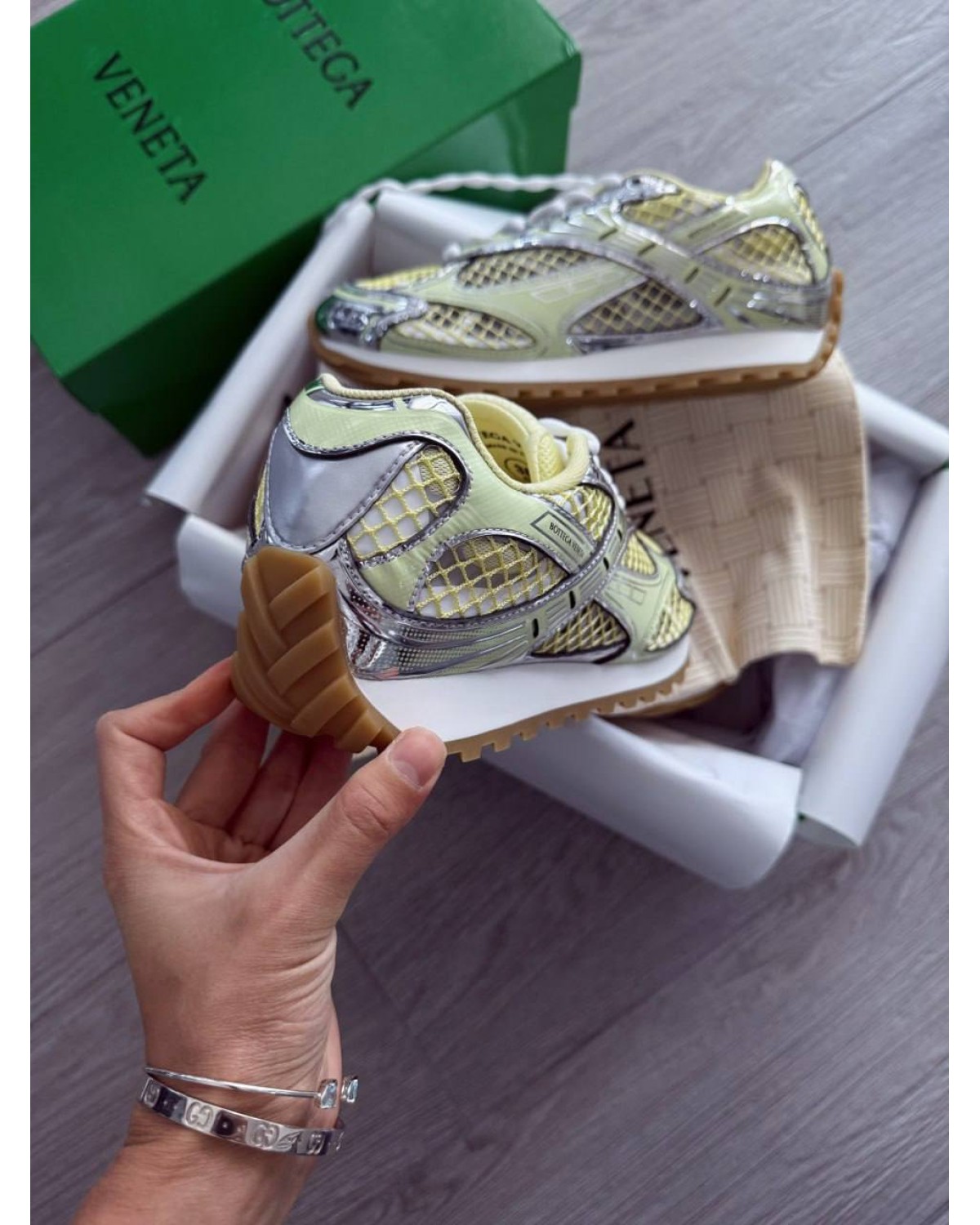 Bottega Veneta Orbit Sneaker Mud/white