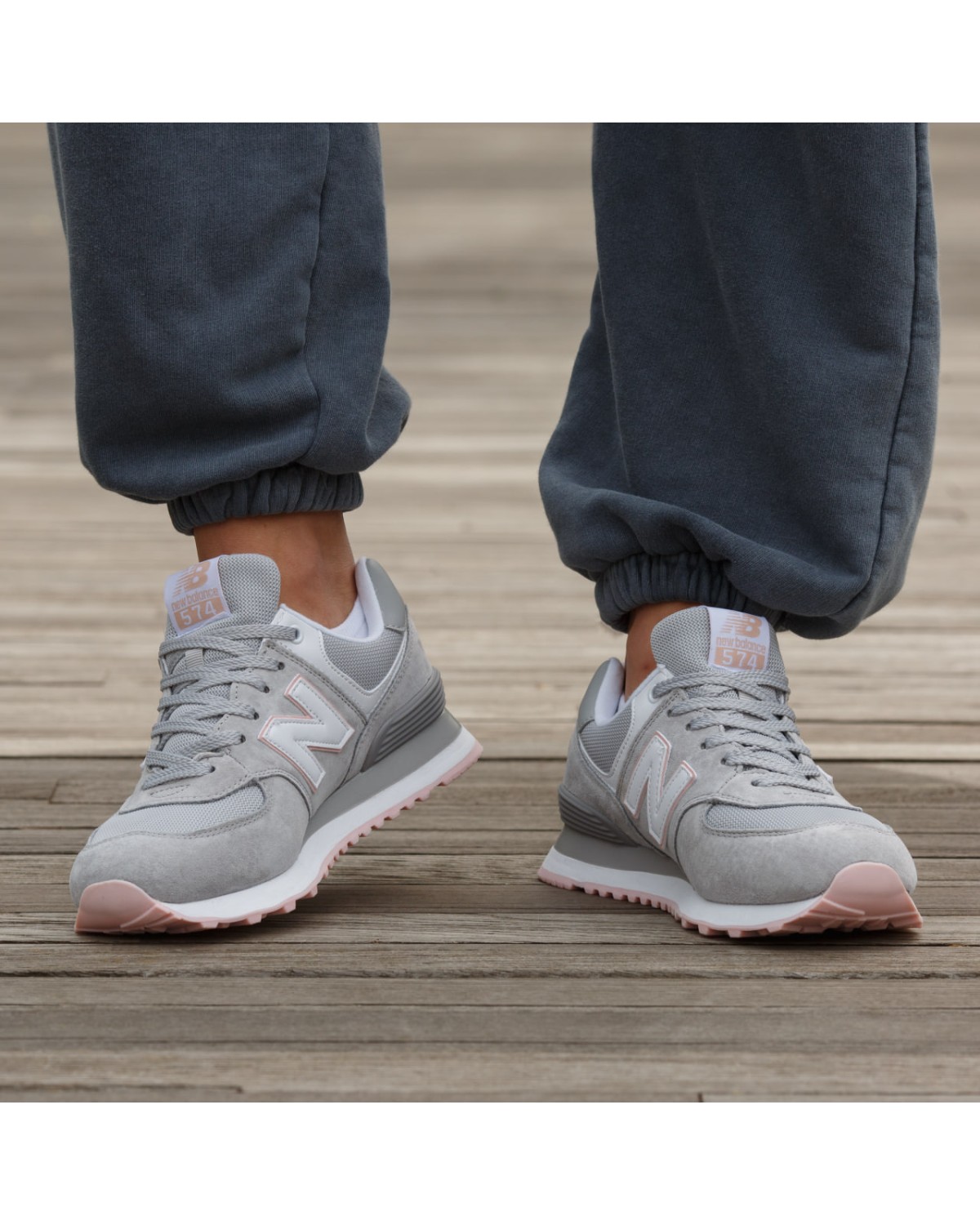 New Balance 574 Grey White Rose New Balance 574 Grey White Rose