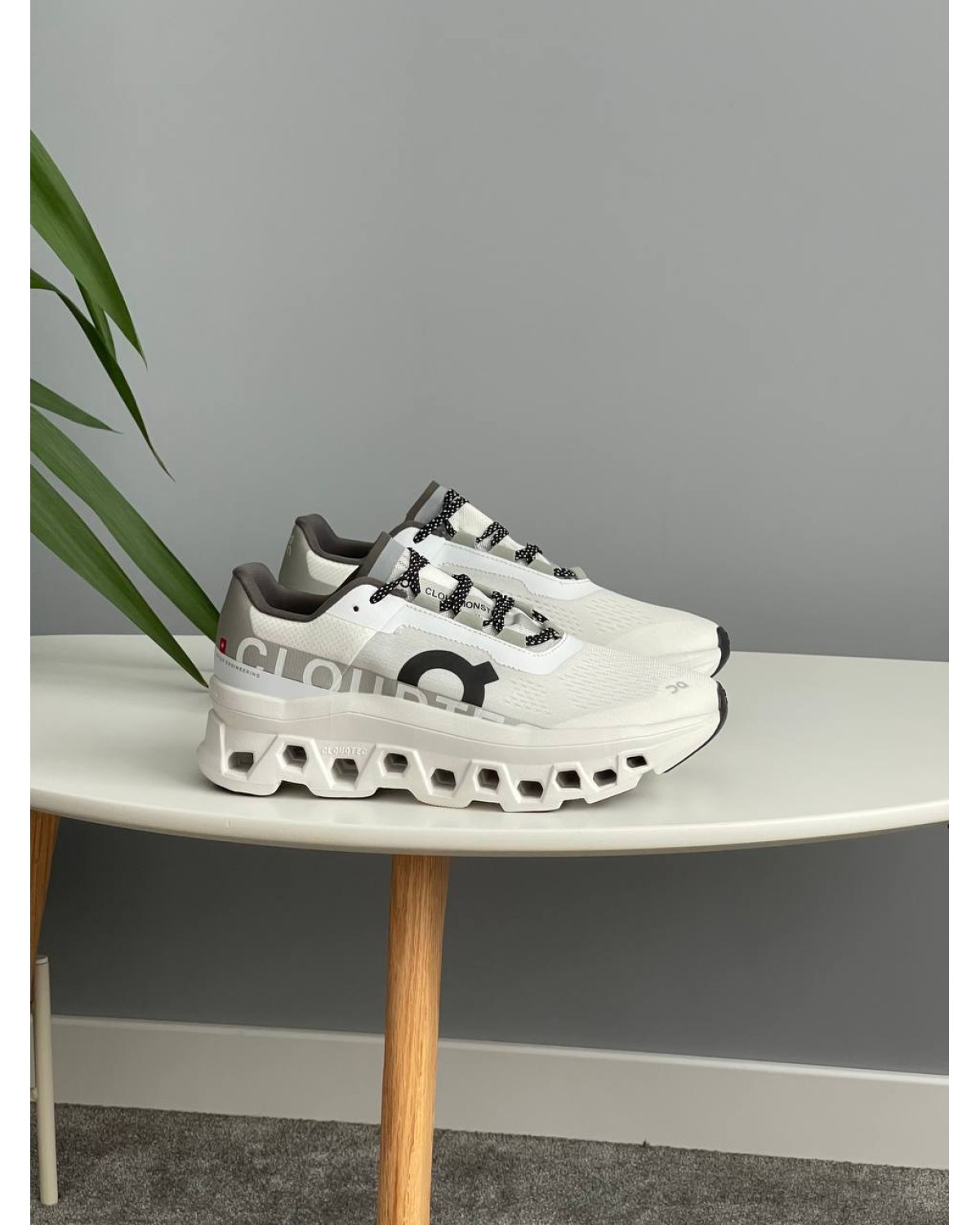 On Cloudmonster White Grey