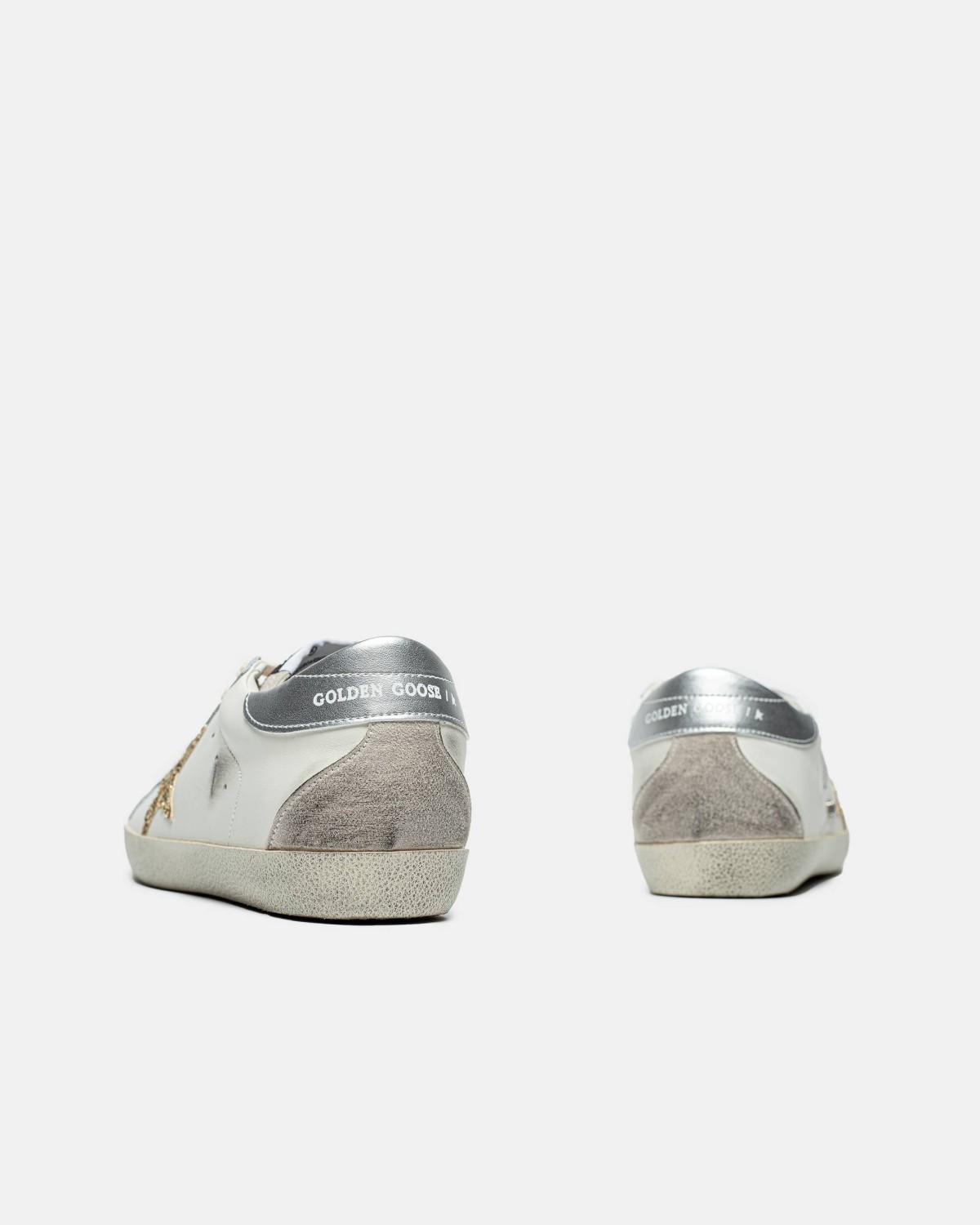 Golden Goose Super-Star Sneakers With Golden Glitter