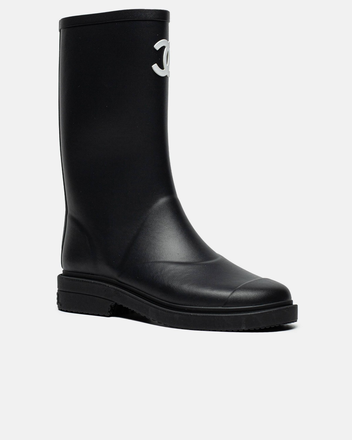 Chanel Black Knee High Rain Boot