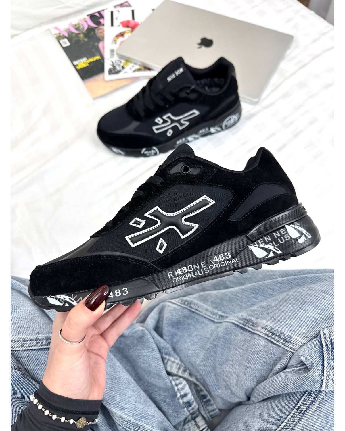 Premiata Black White Winter Fur