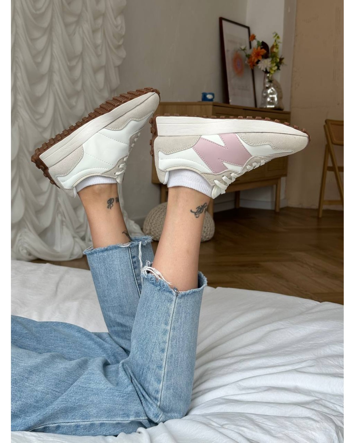 New Balance 327 Pink Grey White